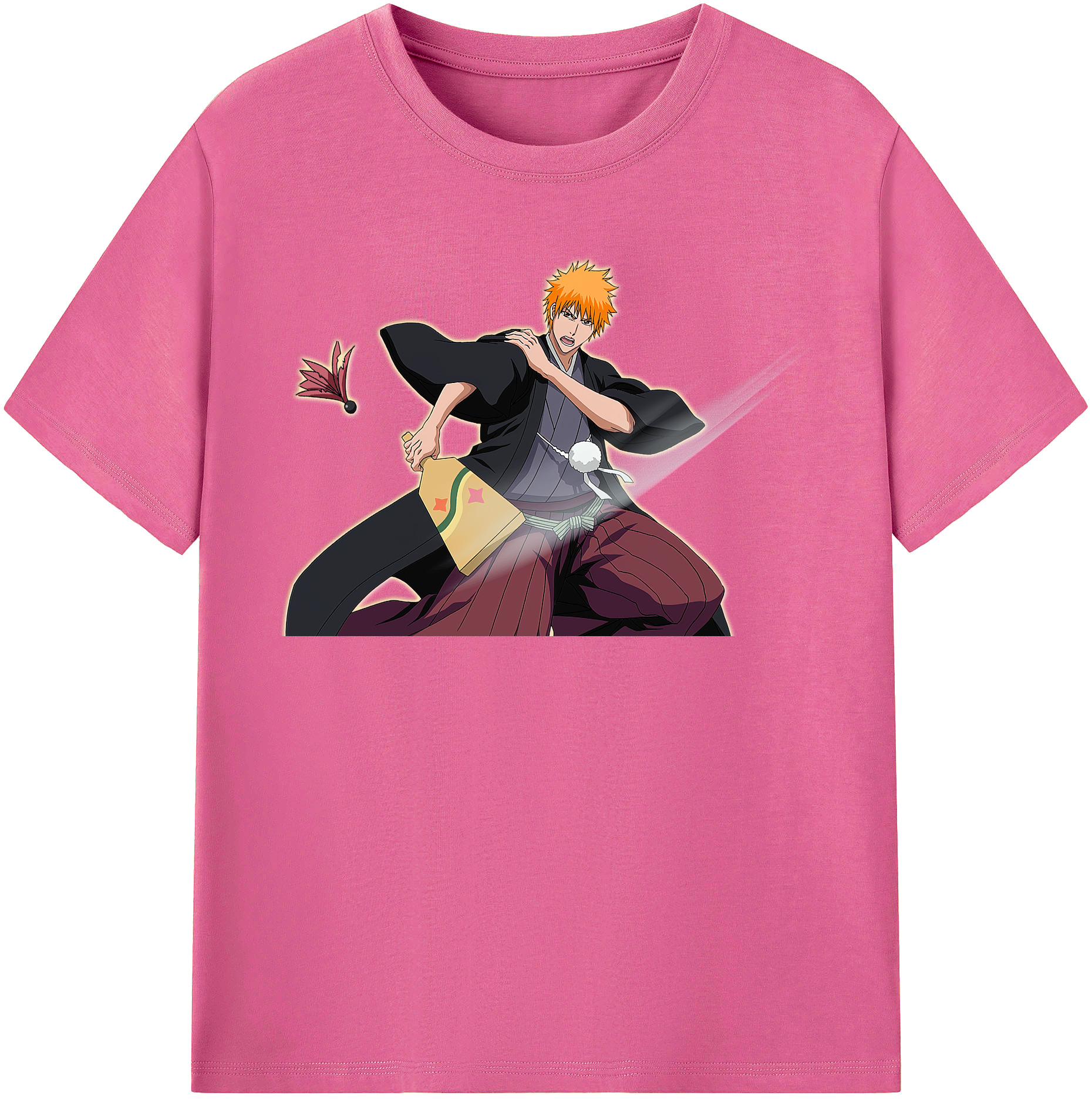 （画像用） ブリーチ 黒崎一護（くろさき いちご）BLEACH Kurosaki Ichigo レディースカジュアルプリントTシャツ（綿100％）