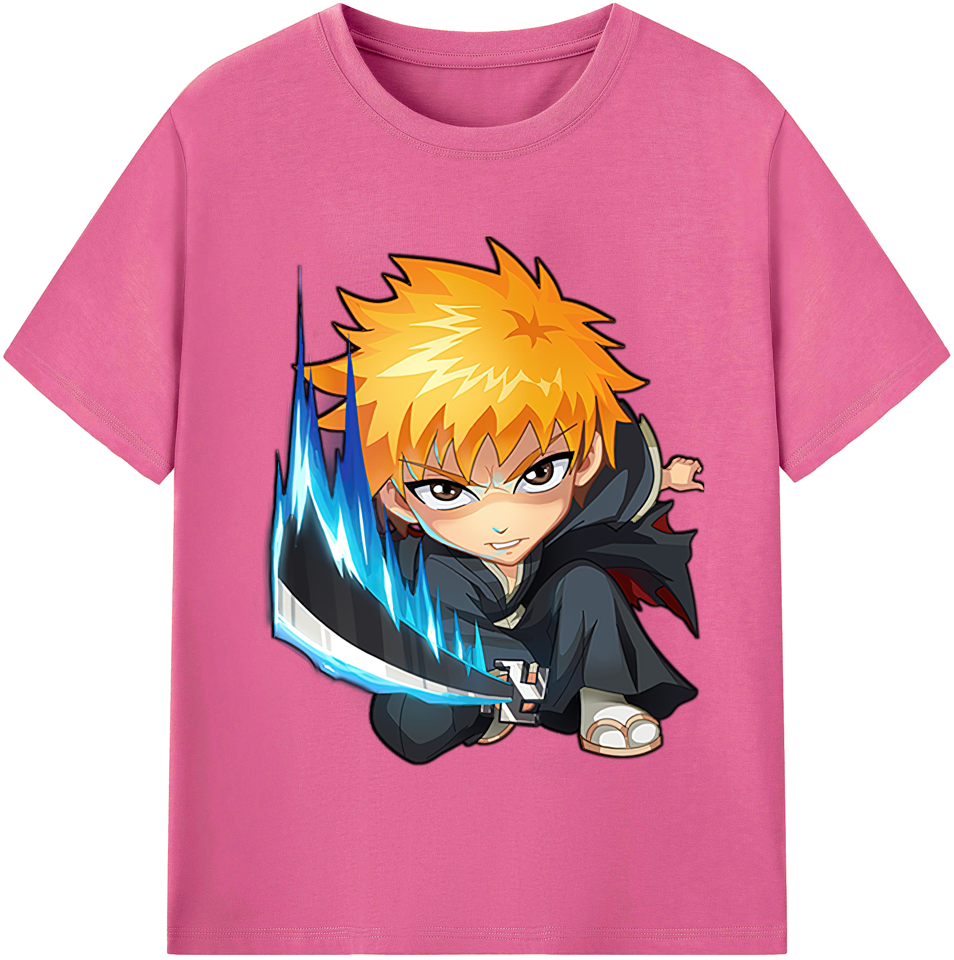（画像用） ブリーチ 黒崎一護（くろさき いちご）BLEACH Kurosaki Ichigo レディースカジュアルプリントTシャツ（綿100％）