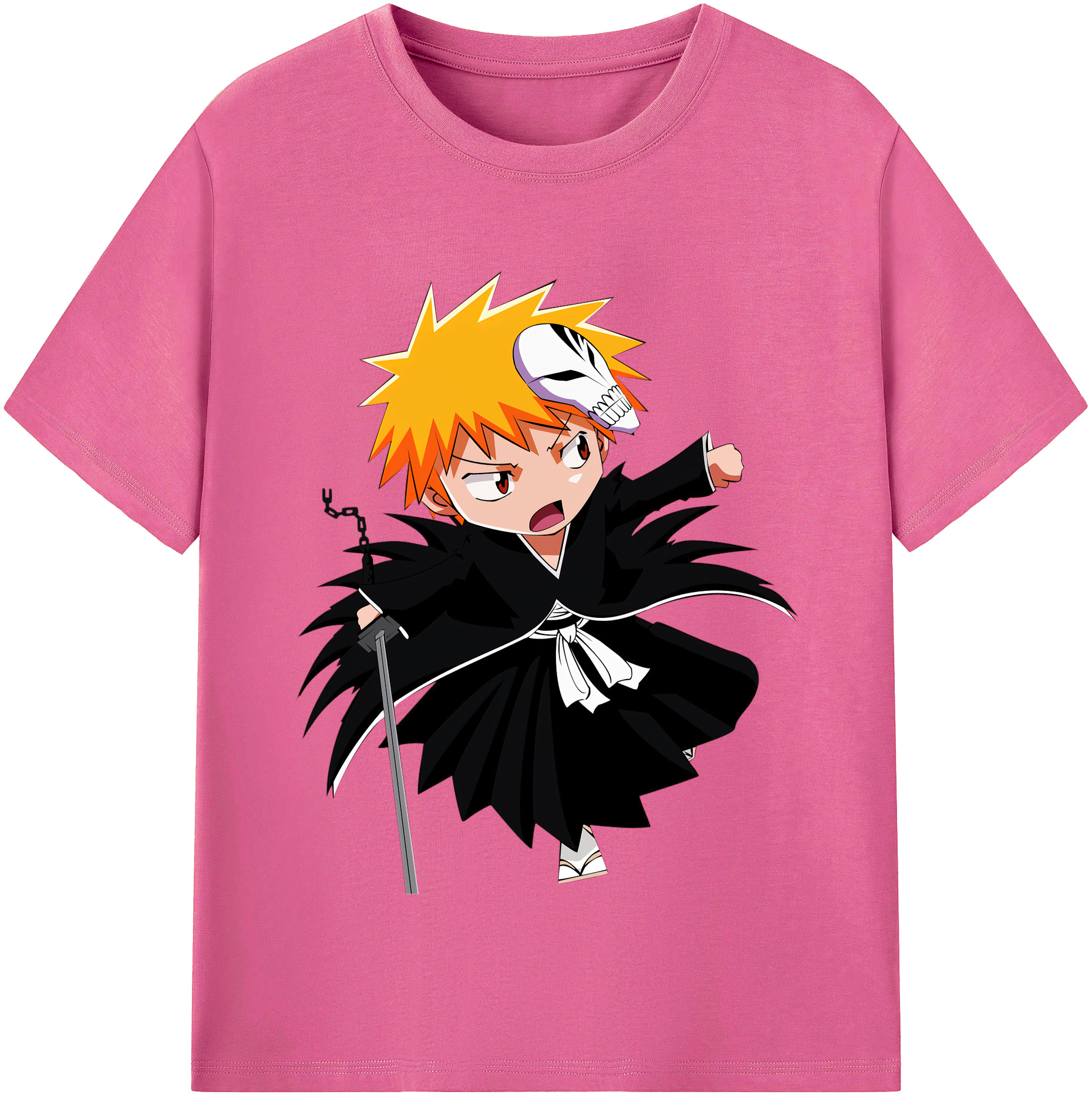（画像用） ブリーチ 黒崎一護（くろさき いちご）BLEACH Kurosaki Ichigo レディースカジュアルプリントTシャツ（綿100％）