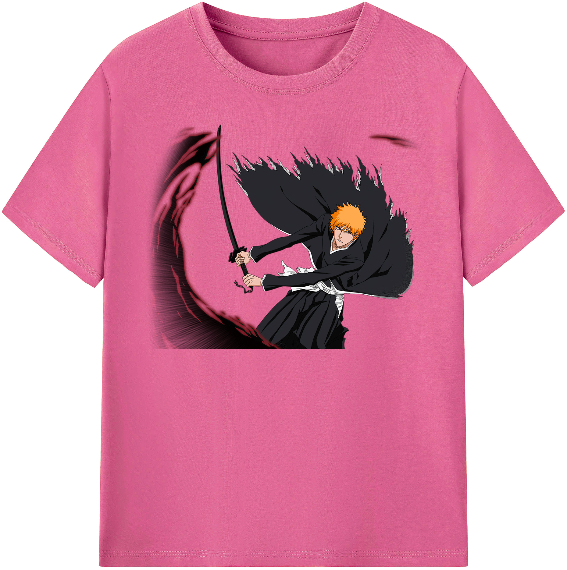 （画像用） ブリーチ 黒崎一護（くろさき いちご）BLEACH Kurosaki Ichigo レディースカジュアルプリントTシャツ（綿100％）