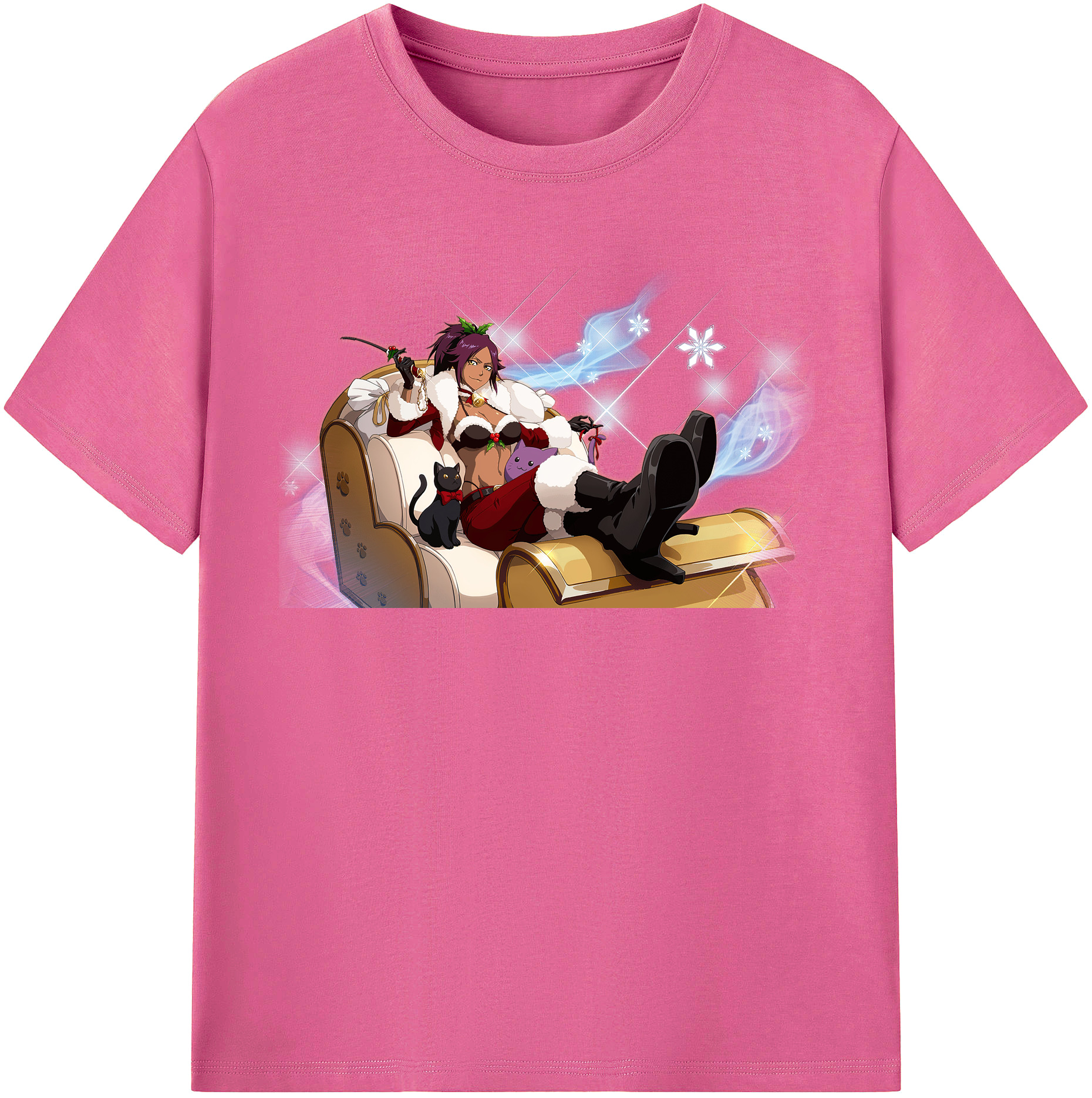 （画像用） ブリーチ 四楓院 夜一（しほういん よるいち） BLEACH Shihouin Yoruichi レディースカジュアルプリントTシャツ（綿100％）