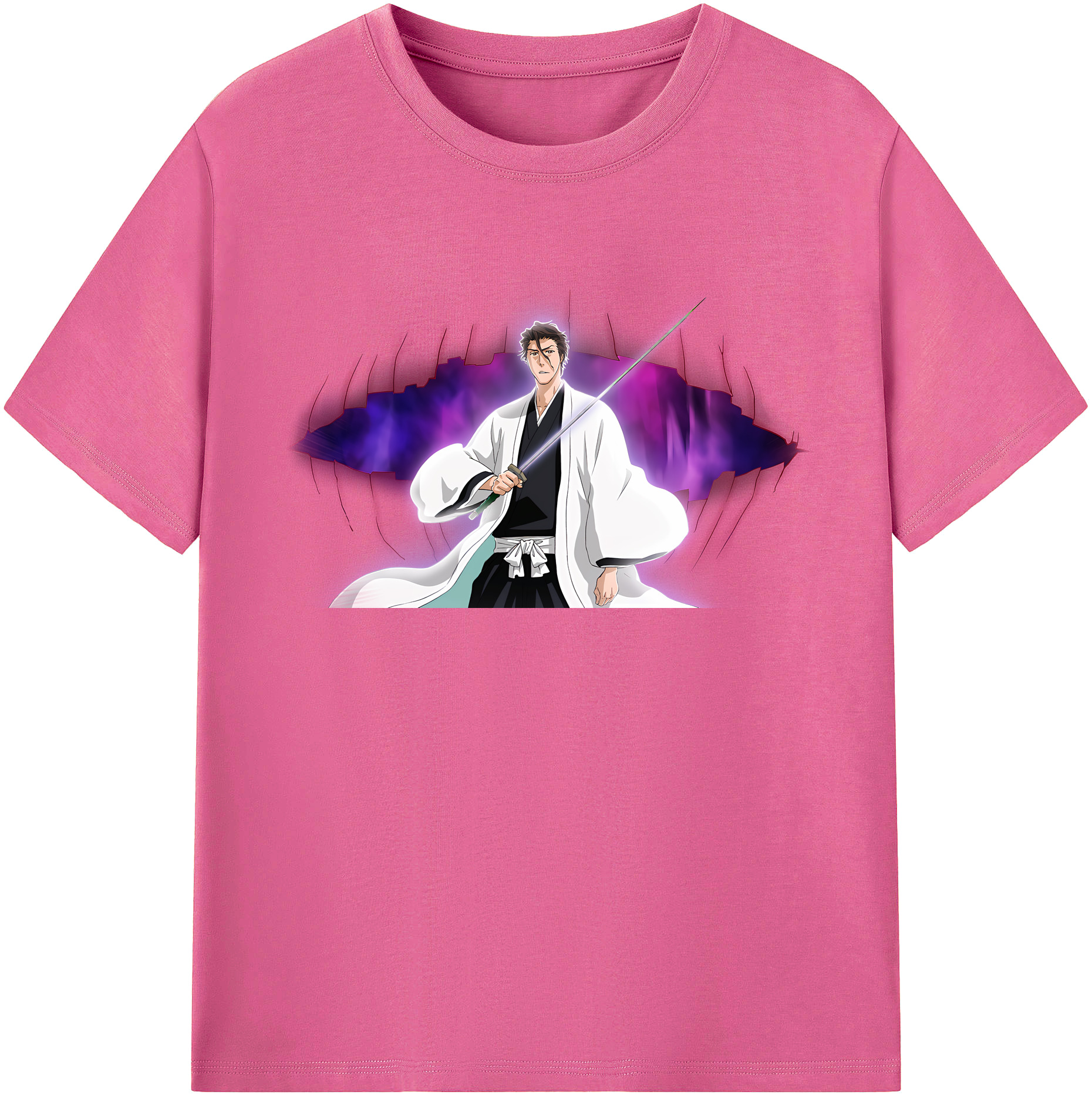 （画像用） ブリーチ 藍染 惣右介（あいぜん そうすけ） BLEACH Aizen Sousuke レディースカジュアルプリントTシャツ（綿100％）
