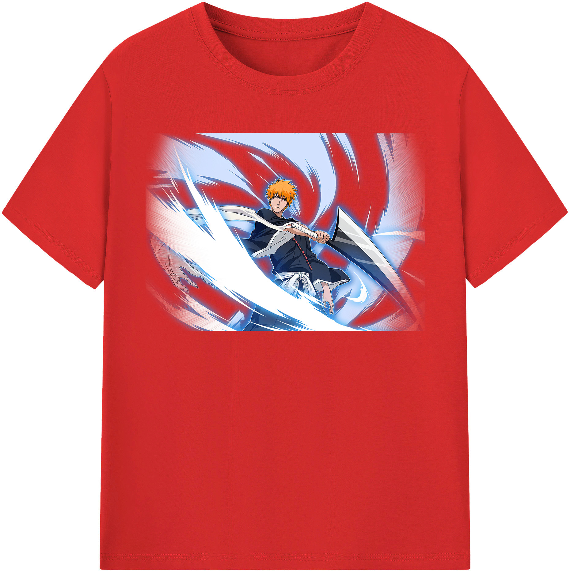 （画像用） ブリーチ 黒崎一護（くろさき いちご）BLEACH Kurosaki Ichigo レディースカジュアルプリントTシャツ（綿100％）