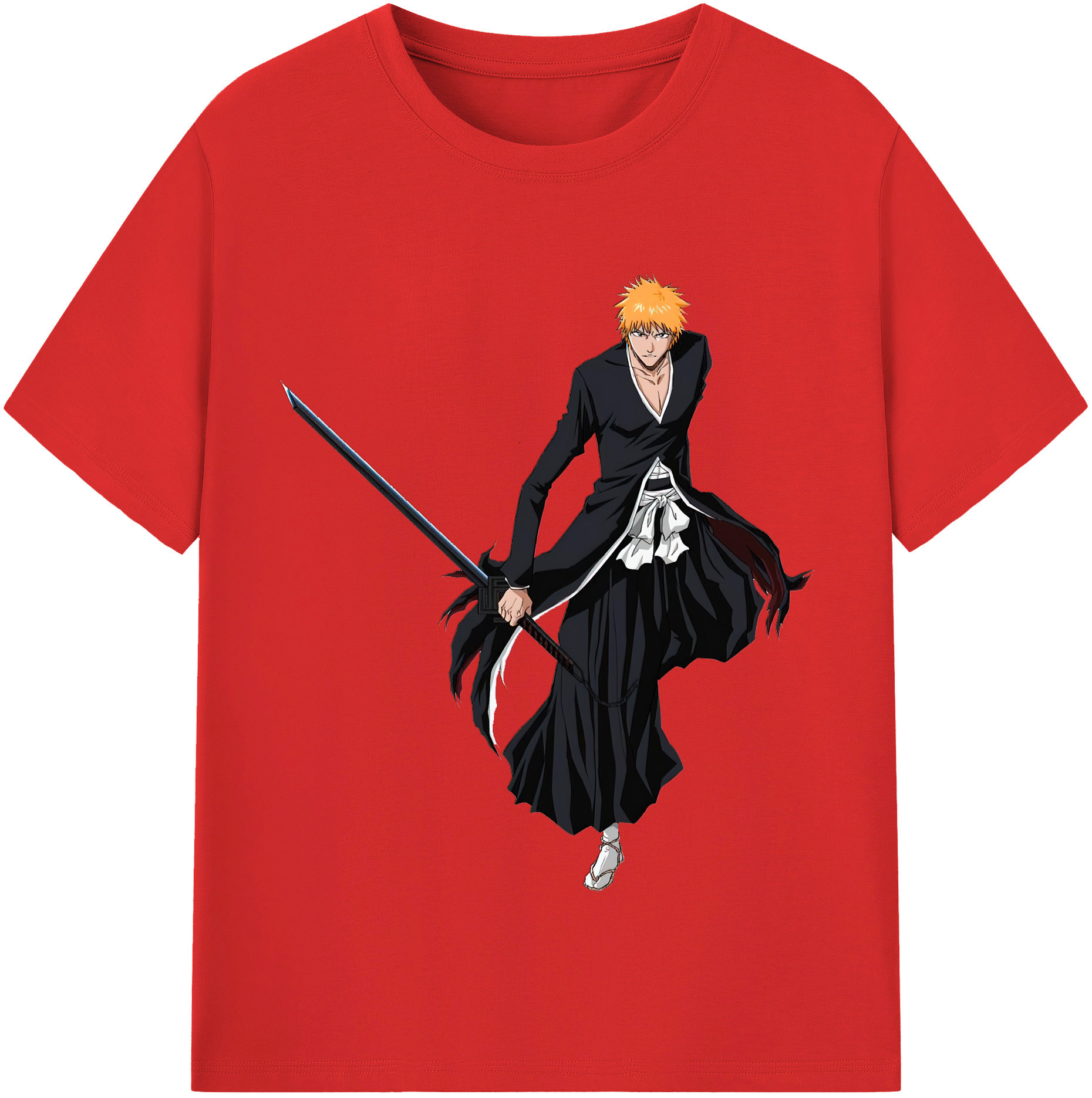 （画像用） ブリーチ 黒崎一護（くろさき いちご）BLEACH Kurosaki Ichigo レディースカジュアルプリントTシャツ（綿100％）