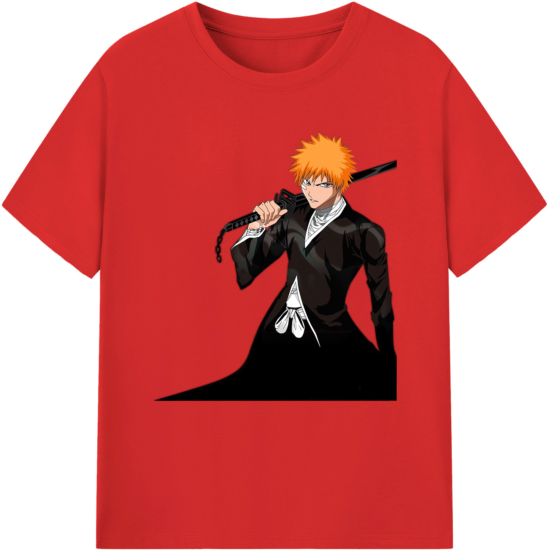 （画像用） ブリーチ 黒崎一護（くろさき いちご）BLEACH Kurosaki Ichigo レディースカジュアルプリントTシャツ（綿100％）