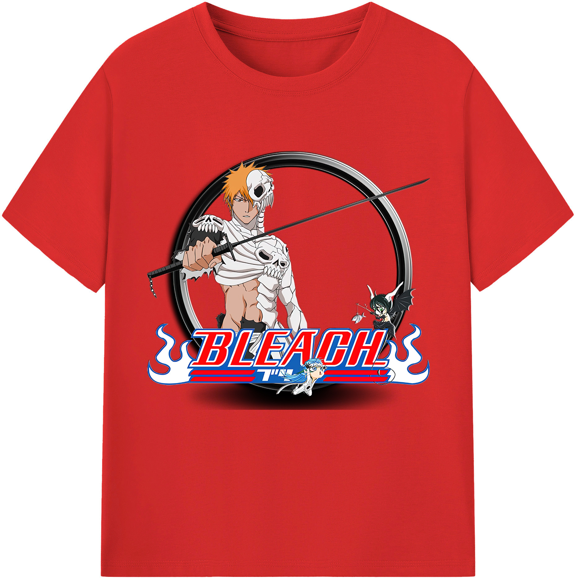 （画像用） ブリーチ 黒崎一護（くろさき いちご）BLEACH Kurosaki Ichigo レディースカジュアルプリントTシャツ（綿100％）