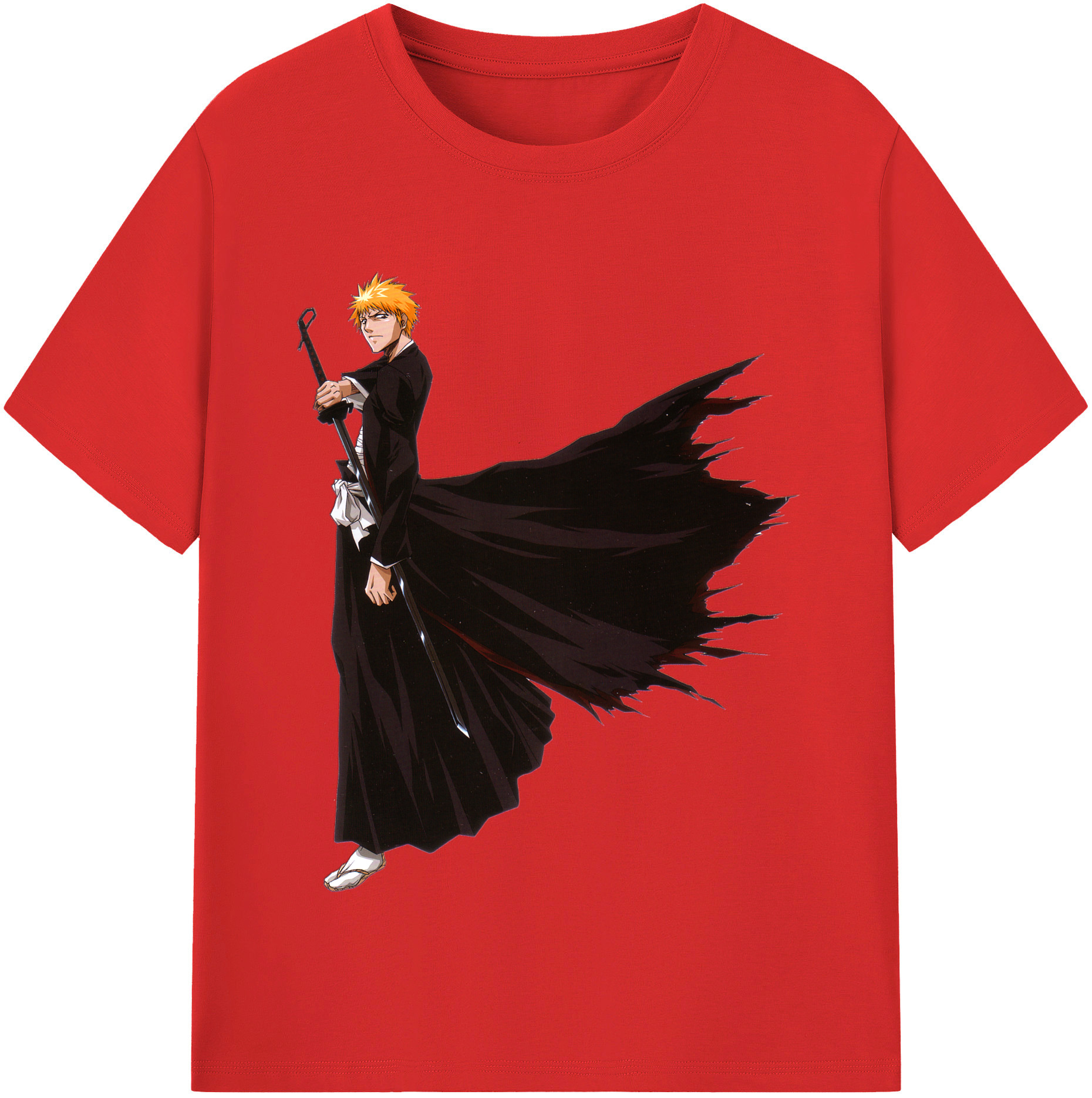 （画像用） ブリーチ 黒崎一護（くろさき いちご）BLEACH Kurosaki Ichigo レディースカジュアルプリントTシャツ（綿100％）