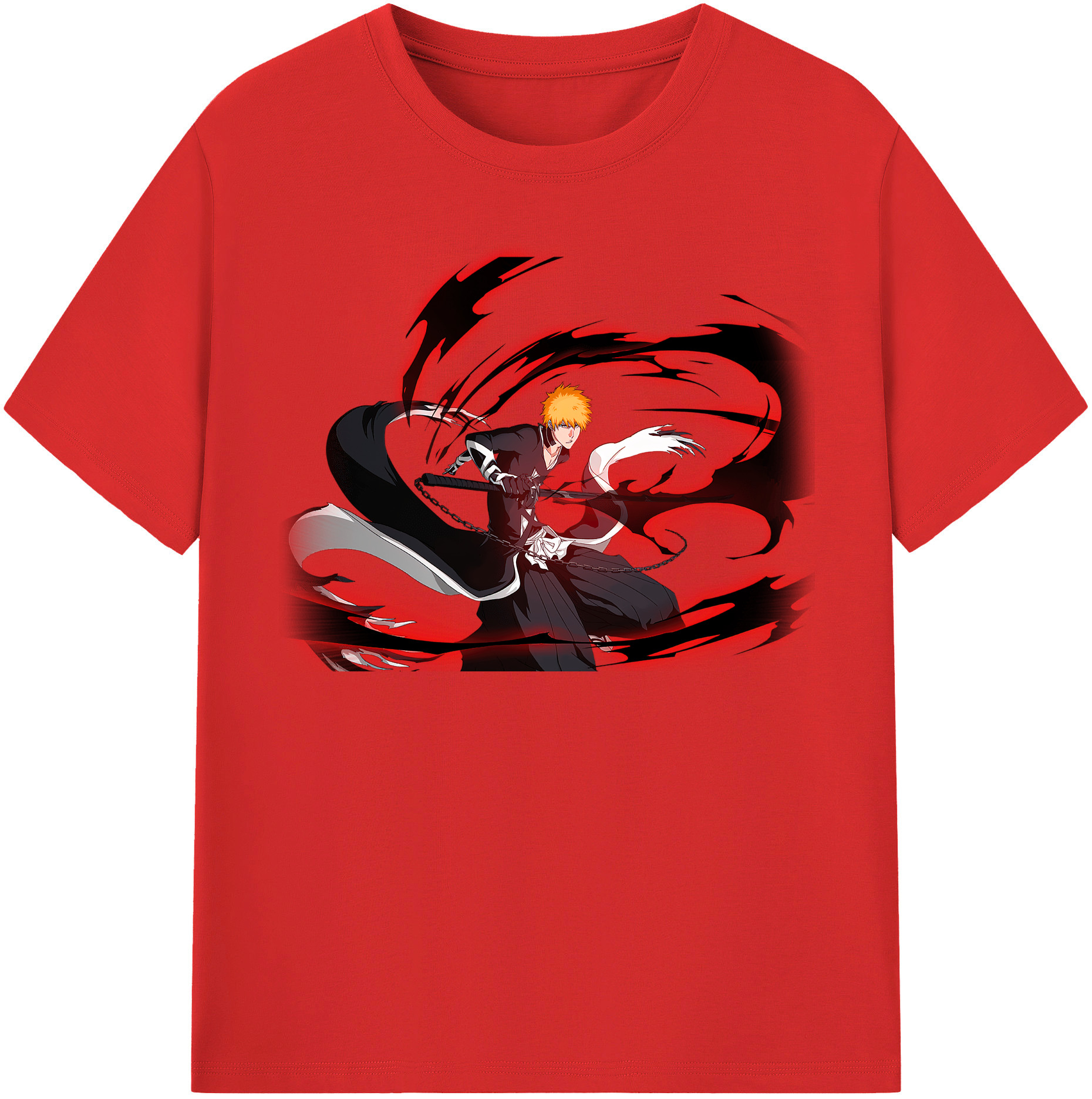 （画像用） ブリーチ 黒崎一護（くろさき いちご）BLEACH Kurosaki Ichigo レディースカジュアルプリントTシャツ（綿100％）