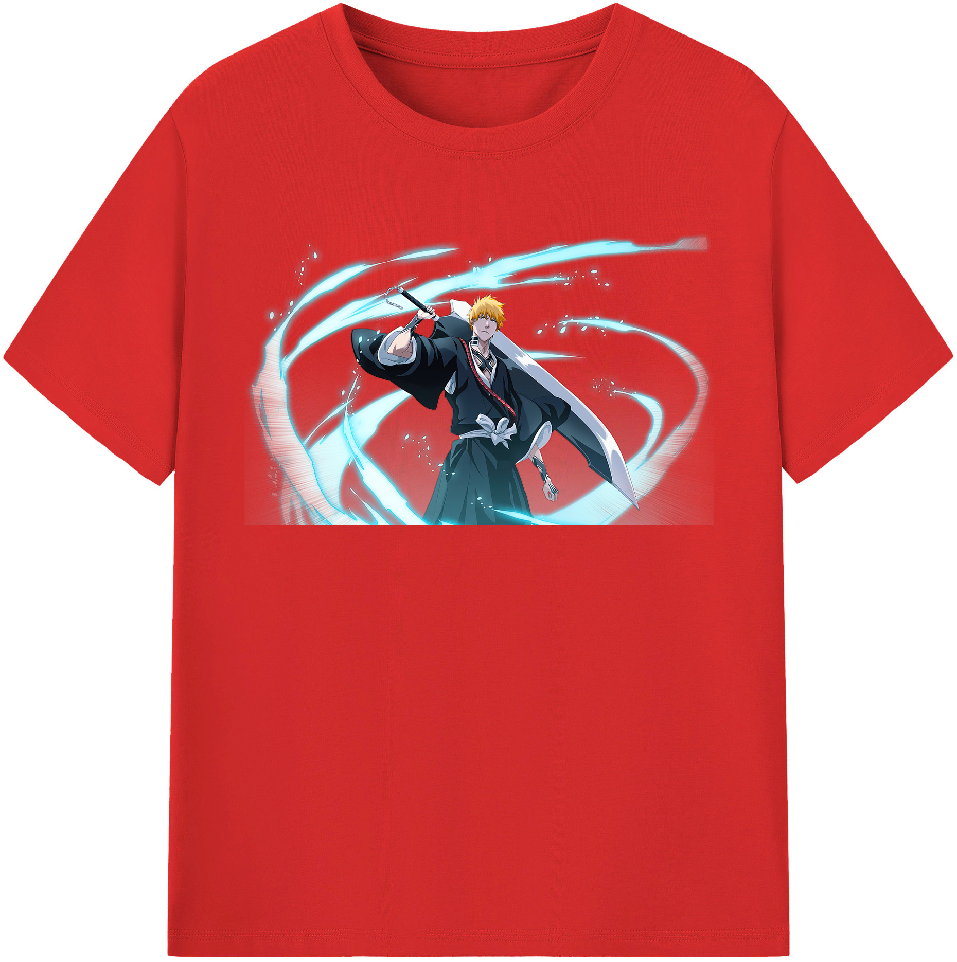 （画像用） ブリーチ 黒崎一護（くろさき いちご）BLEACH Kurosaki Ichigo レディースカジュアルプリントTシャツ（綿100％）