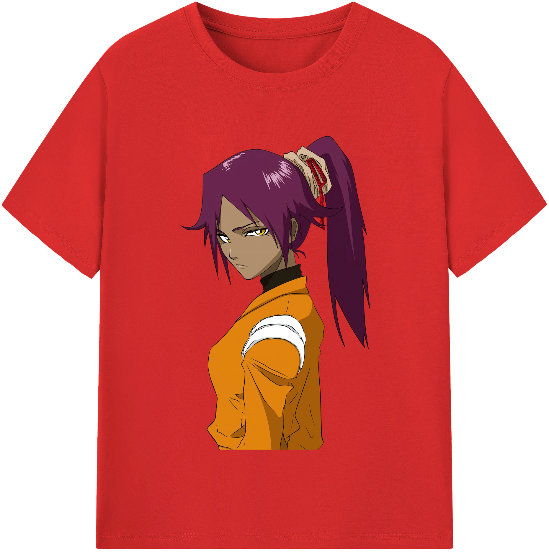 （画像用） ブリーチ 四楓院 夜一（しほういん よるいち） BLEACH Shihouin Yoruichi レディースカジュアルプリントTシャツ（綿100％）