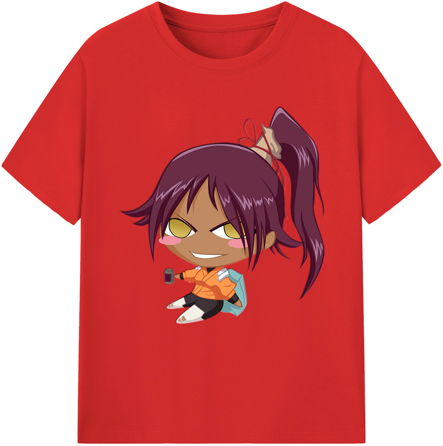 （画像用） ブリーチ 四楓院 夜一（しほういん よるいち） BLEACH Shihouin Yoruichi レディースカジュアルプリントTシャツ（綿100％）