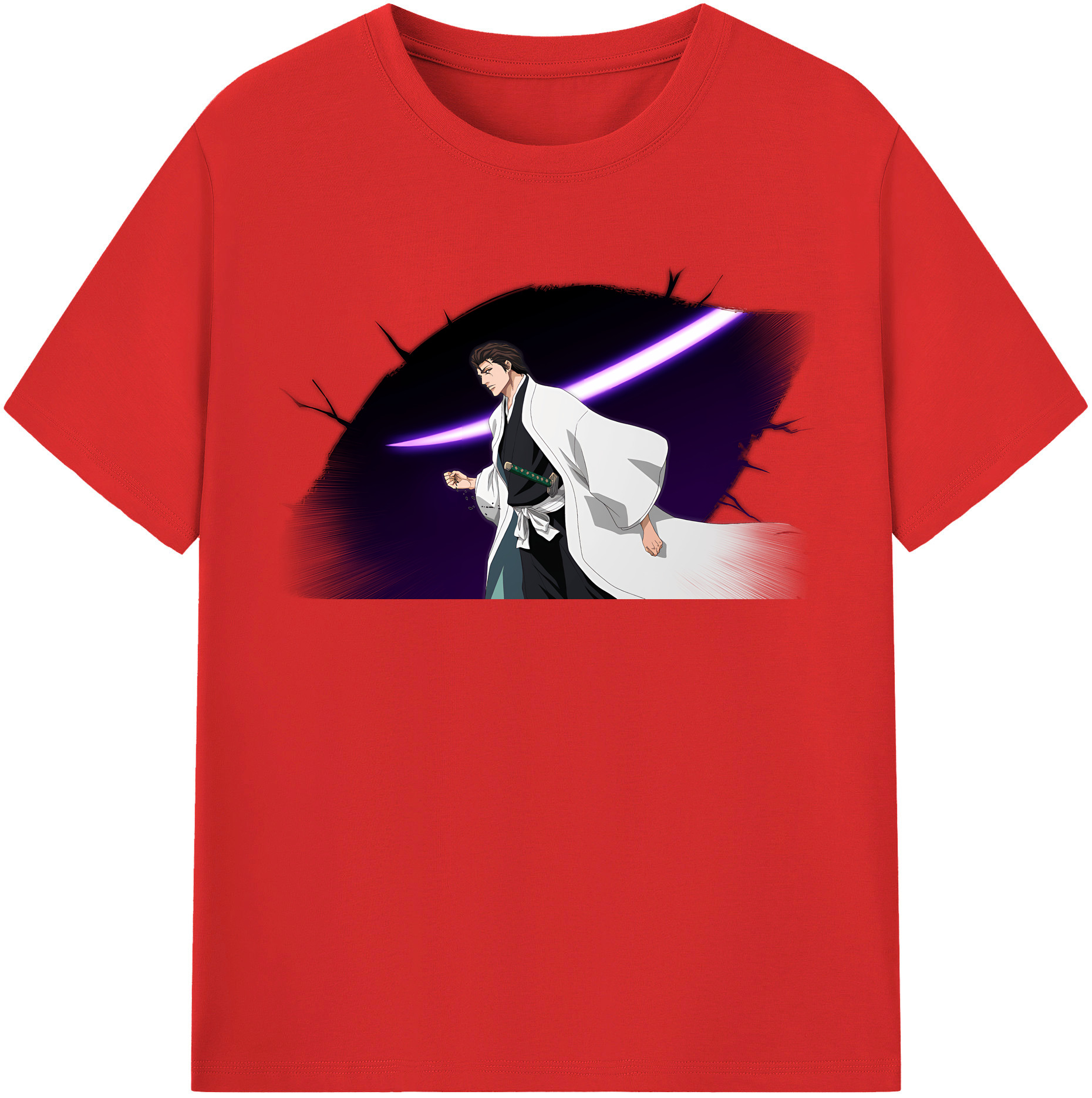 （画像用） ブリーチ 藍染 惣右介（あいぜん そうすけ） BLEACH Aizen Sousuke レディースカジュアルプリントTシャツ（綿100％）