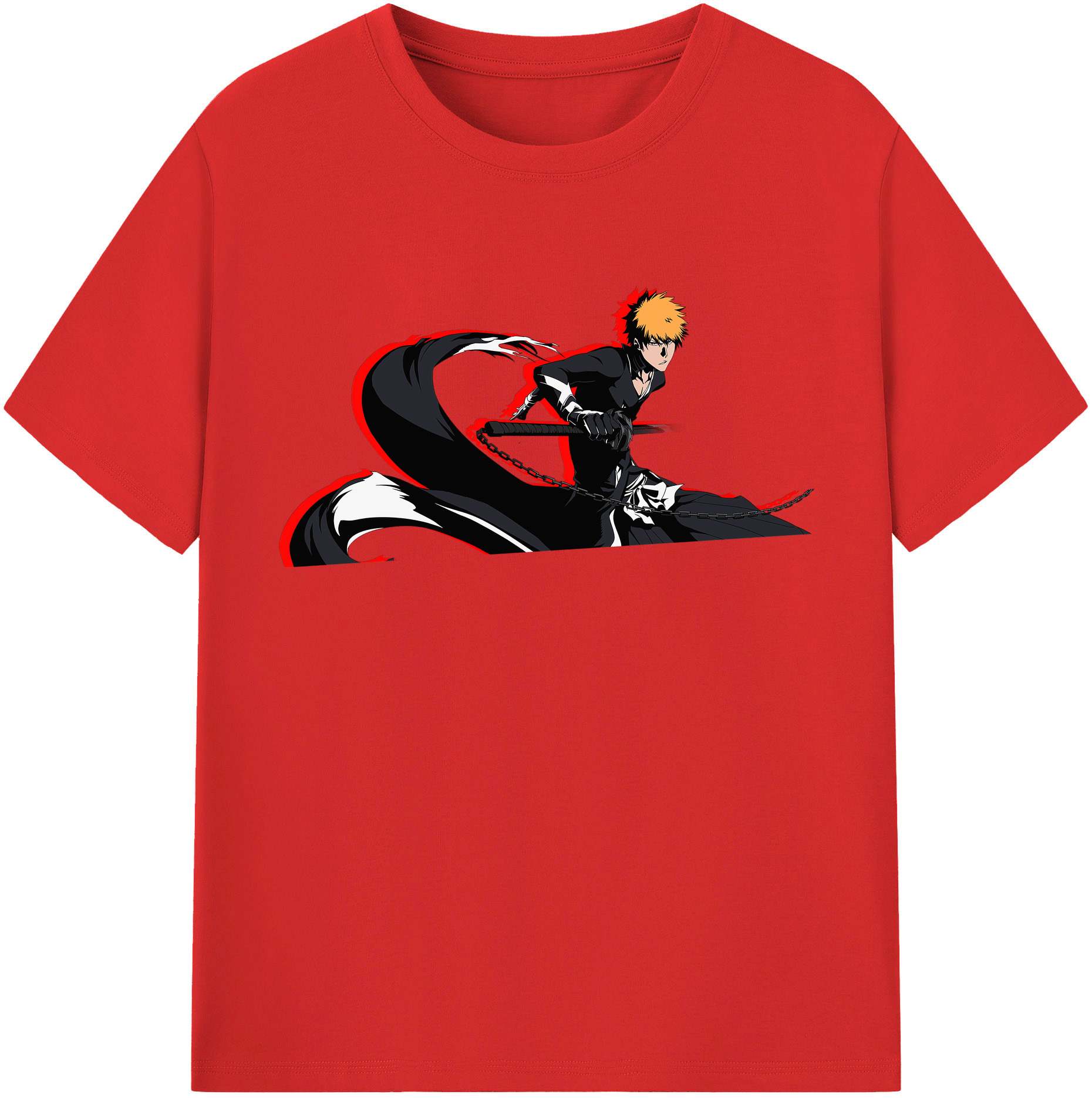 （画像用） ブリーチ 黒崎一護（くろさき いちご）BLEACH Kurosaki Ichigo レディースカジュアルプリントTシャツ（綿100％）