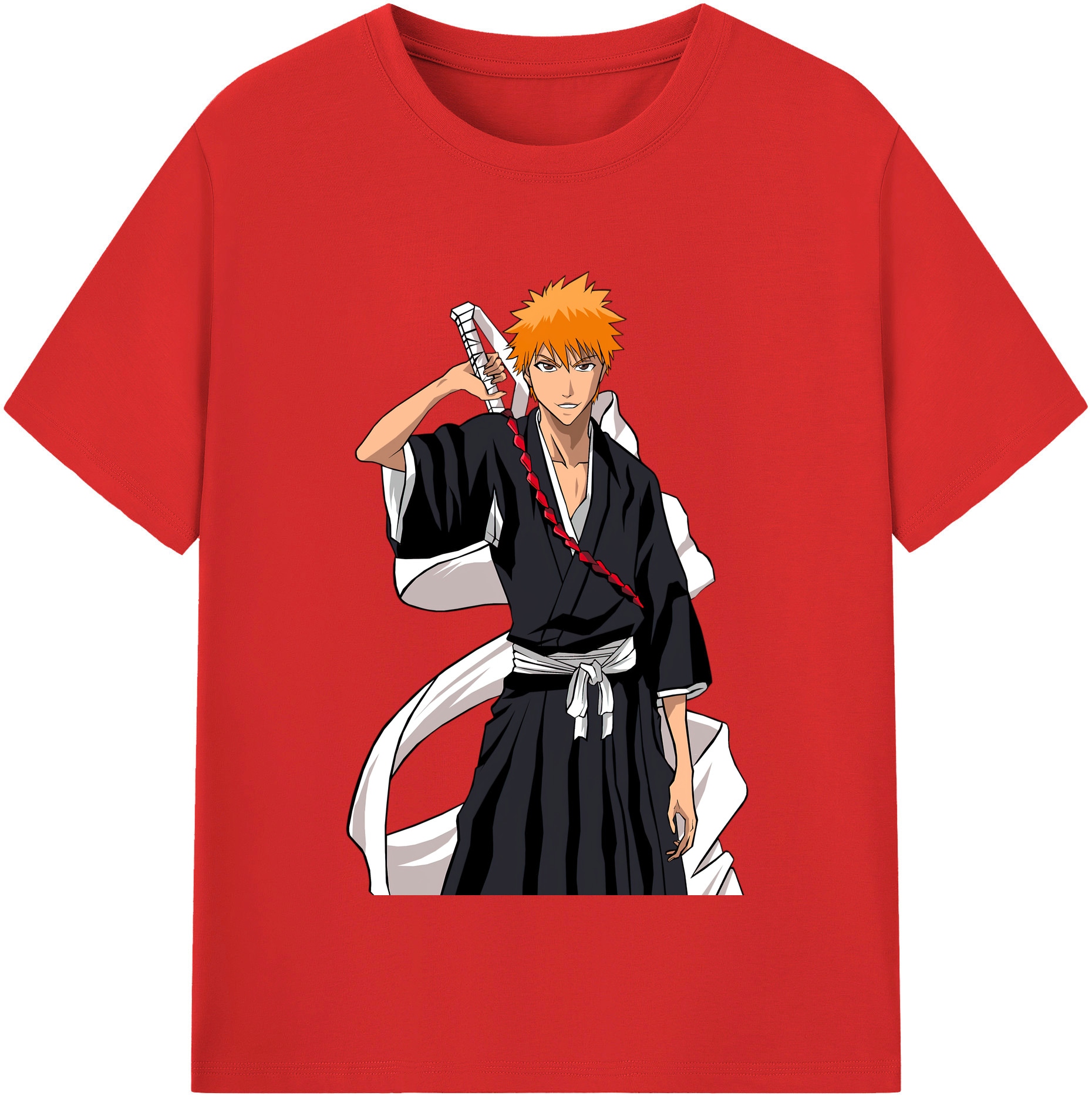 （画像用） ブリーチ 黒崎一護（くろさき いちご）BLEACH Kurosaki Ichigo レディースカジュアルプリントTシャツ（綿100％）