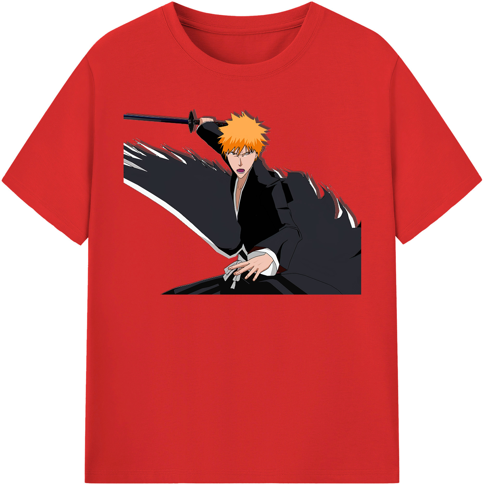 （画像用） ブリーチ 黒崎一護（くろさき いちご）BLEACH Kurosaki Ichigo レディースカジュアルプリントTシャツ（綿100％）