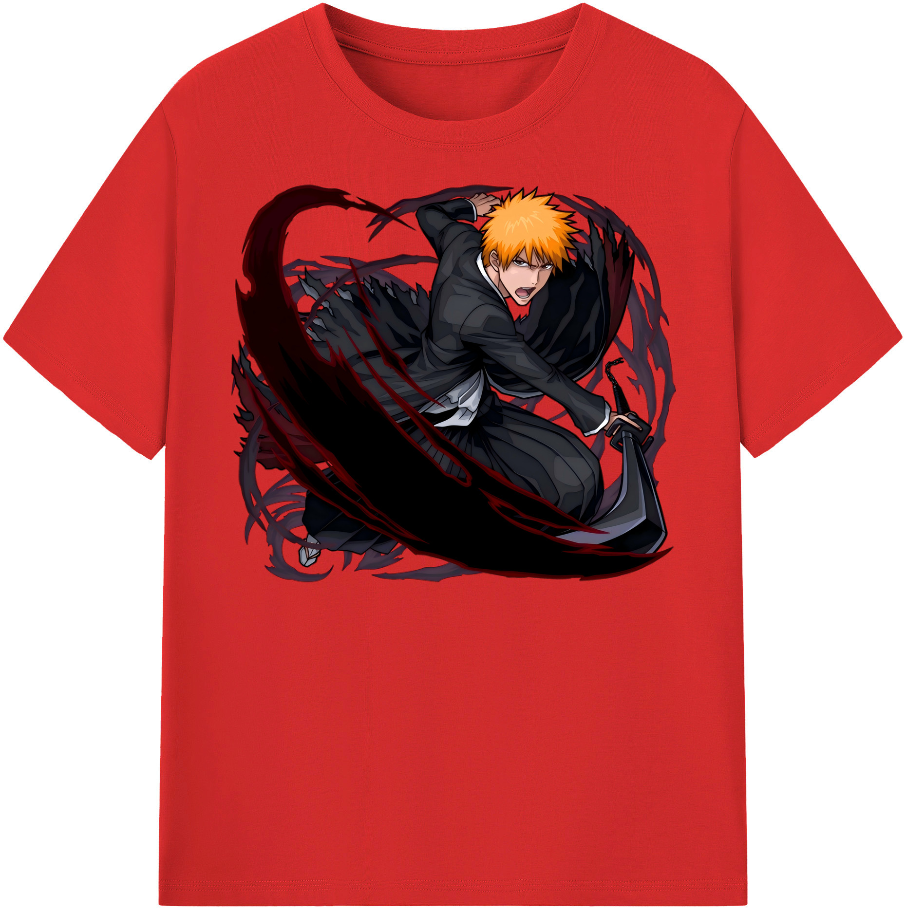 （画像用） ブリーチ 黒崎一護（くろさき いちご）BLEACH Kurosaki Ichigo レディースカジュアルプリントTシャツ（綿100％）
