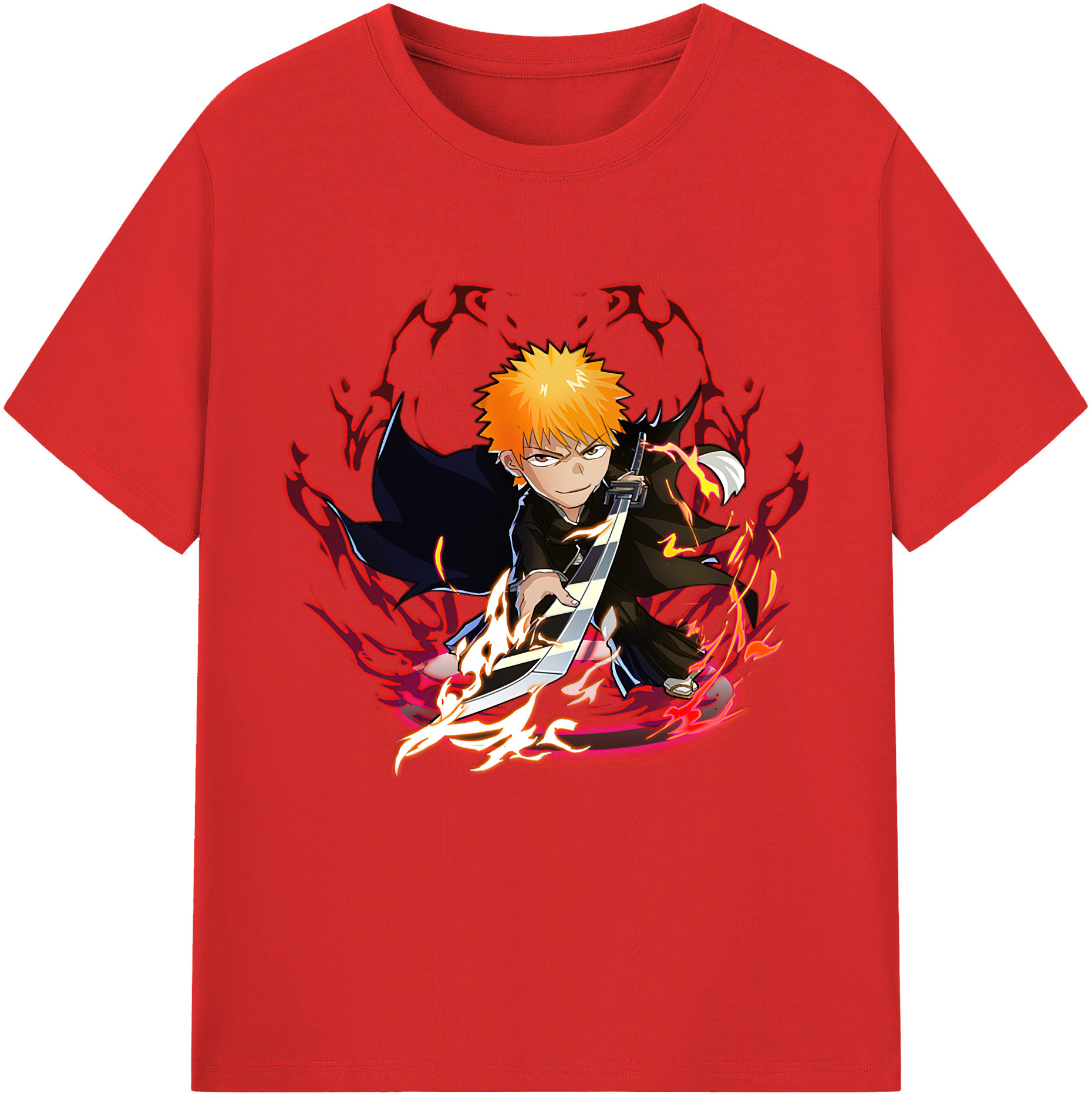 （画像用） ブリーチ 黒崎一護（くろさき いちご）BLEACH Kurosaki Ichigo レディースカジュアルプリントTシャツ（綿100％）