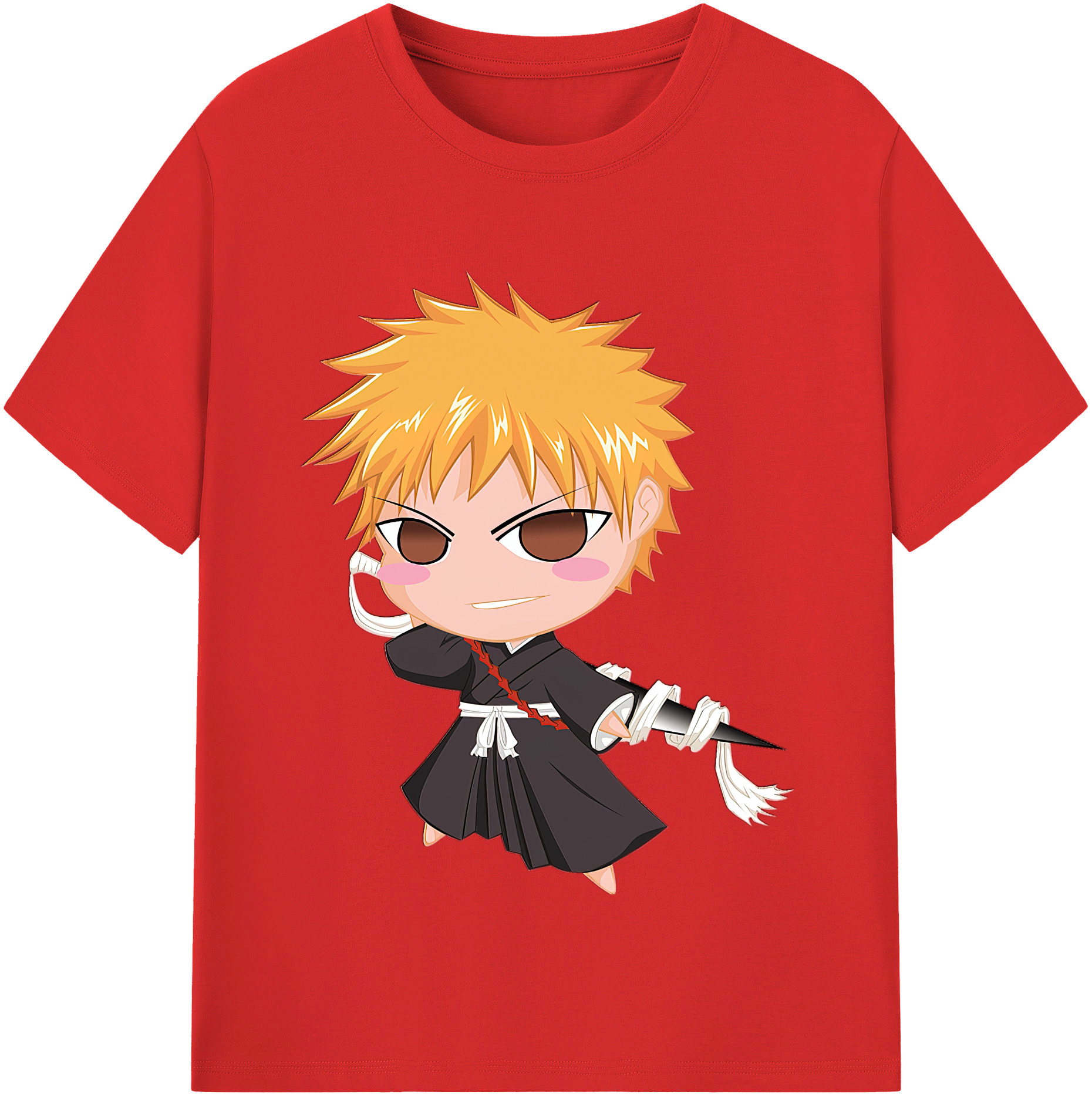（画像用） ブリーチ 黒崎一護（くろさき いちご）BLEACH Kurosaki Ichigo レディースカジュアルプリントTシャツ（綿100％）