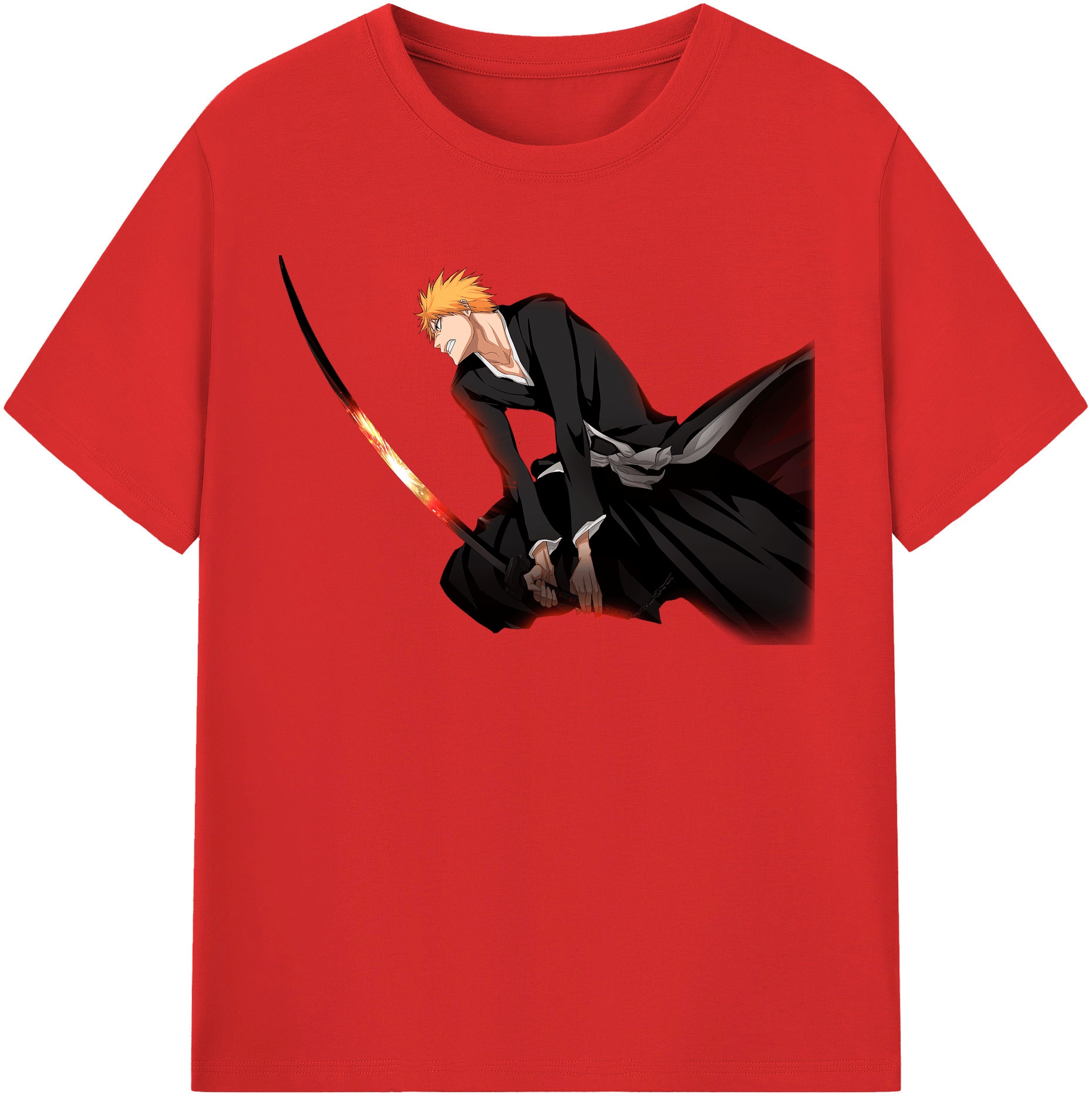 （画像用） ブリーチ 黒崎一護（くろさき いちご）BLEACH Kurosaki Ichigo レディースカジュアルプリントTシャツ（綿100％）