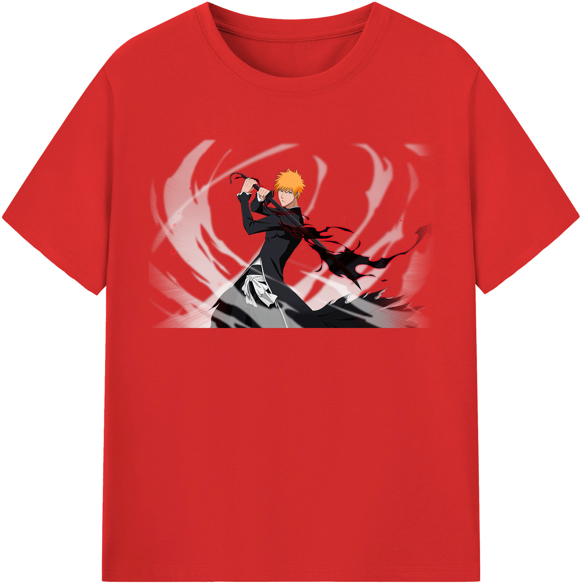 （画像用） ブリーチ 黒崎一護（くろさき いちご）BLEACH Kurosaki Ichigo レディースカジュアルプリントTシャツ（綿100％）