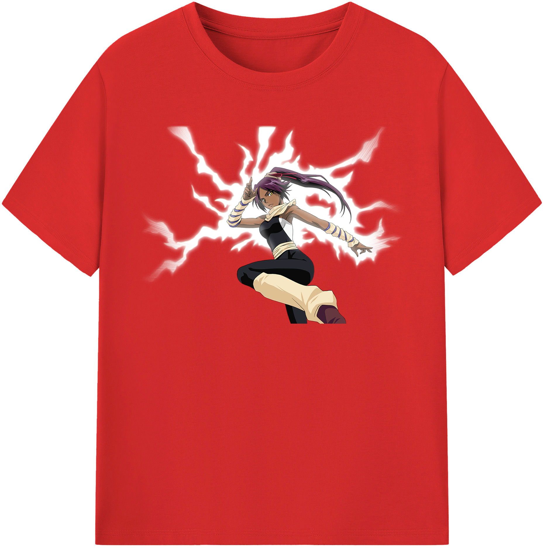 （画像用） ブリーチ 四楓院 夜一（しほういん よるいち） BLEACH Shihouin Yoruichi レディースカジュアルプリントTシャツ（綿100％）