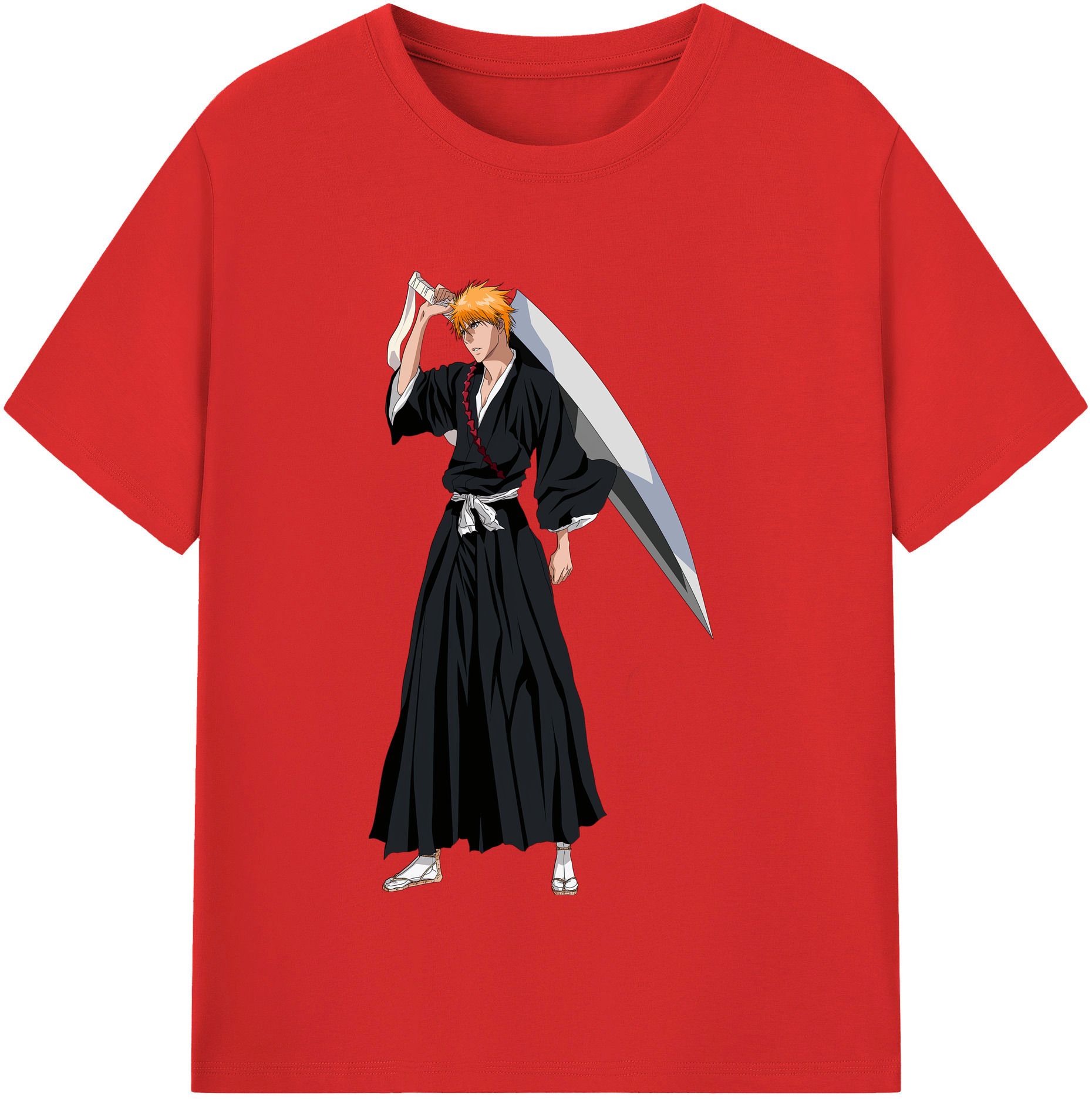 （画像用） ブリーチ 黒崎一護（くろさき いちご）BLEACH Kurosaki Ichigo レディースカジュアルプリントTシャツ（綿100％）