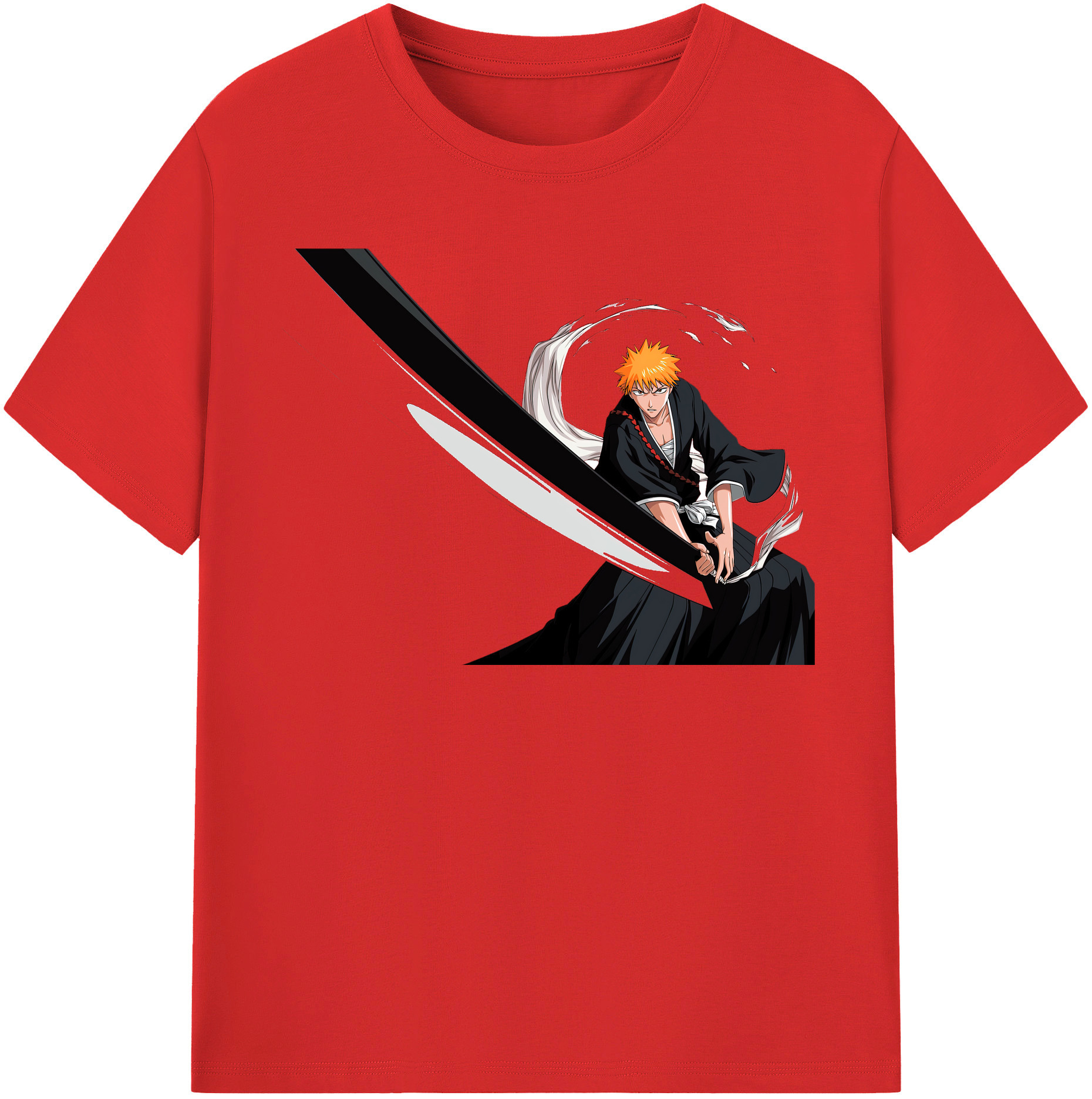 （画像用） ブリーチ 黒崎一護（くろさき いちご）BLEACH Kurosaki Ichigo レディースカジュアルプリントTシャツ（綿100％）
