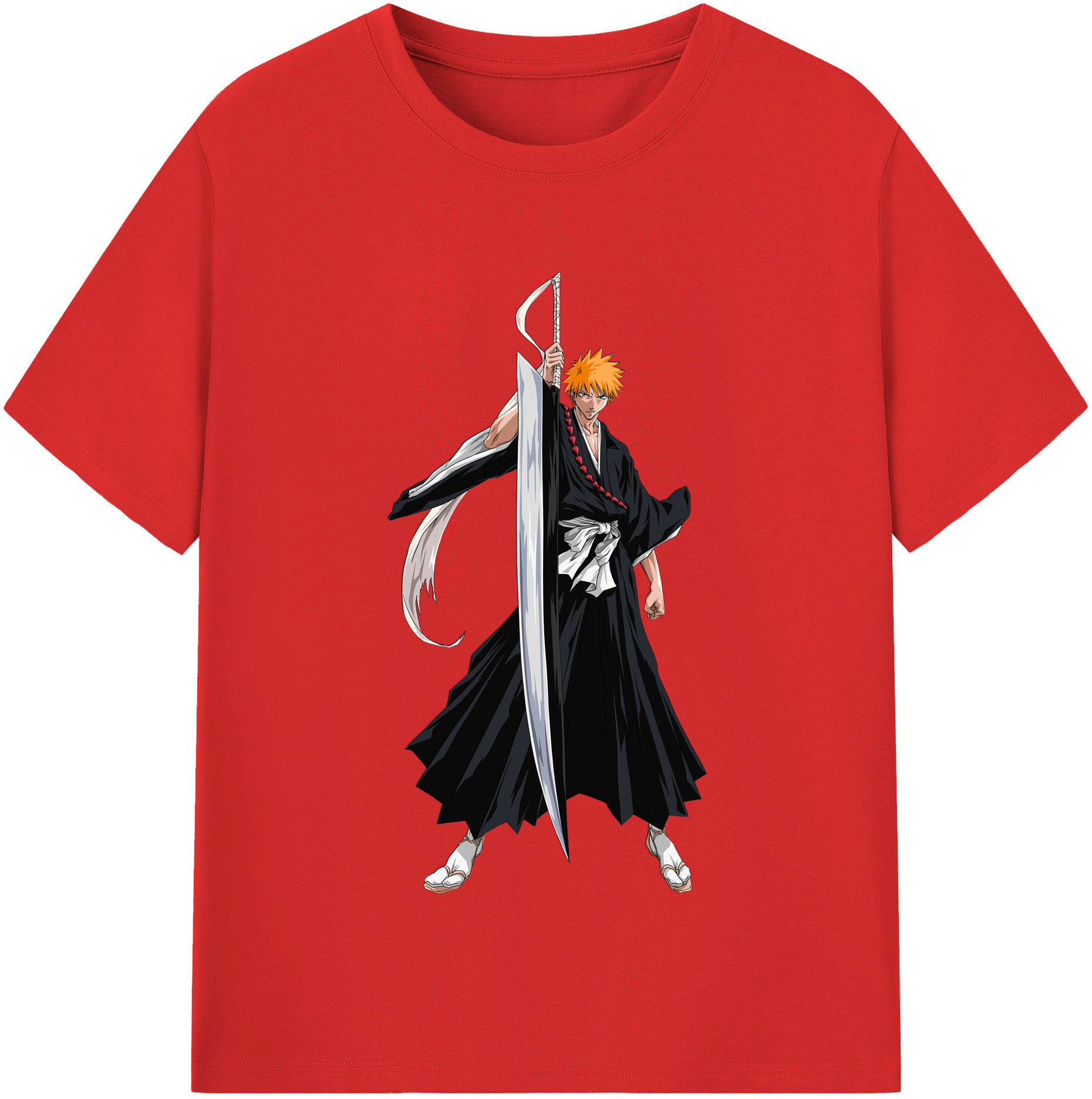 （画像用） ブリーチ 黒崎一護（くろさき いちご）BLEACH Kurosaki Ichigo レディースカジュアルプリントTシャツ（綿100％）