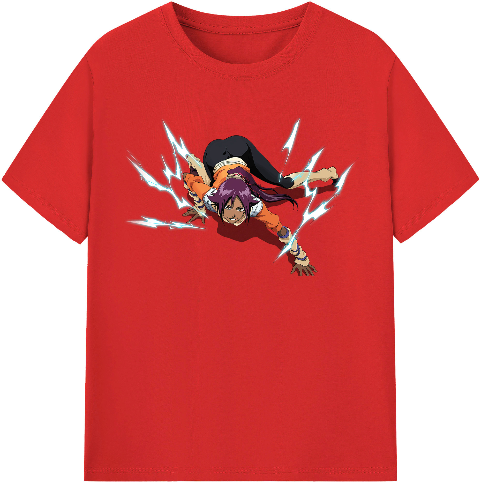 （画像用） ブリーチ 四楓院 夜一（しほういん よるいち） BLEACH Shihouin Yoruichi レディースカジュアルプリントTシャツ（綿100％）