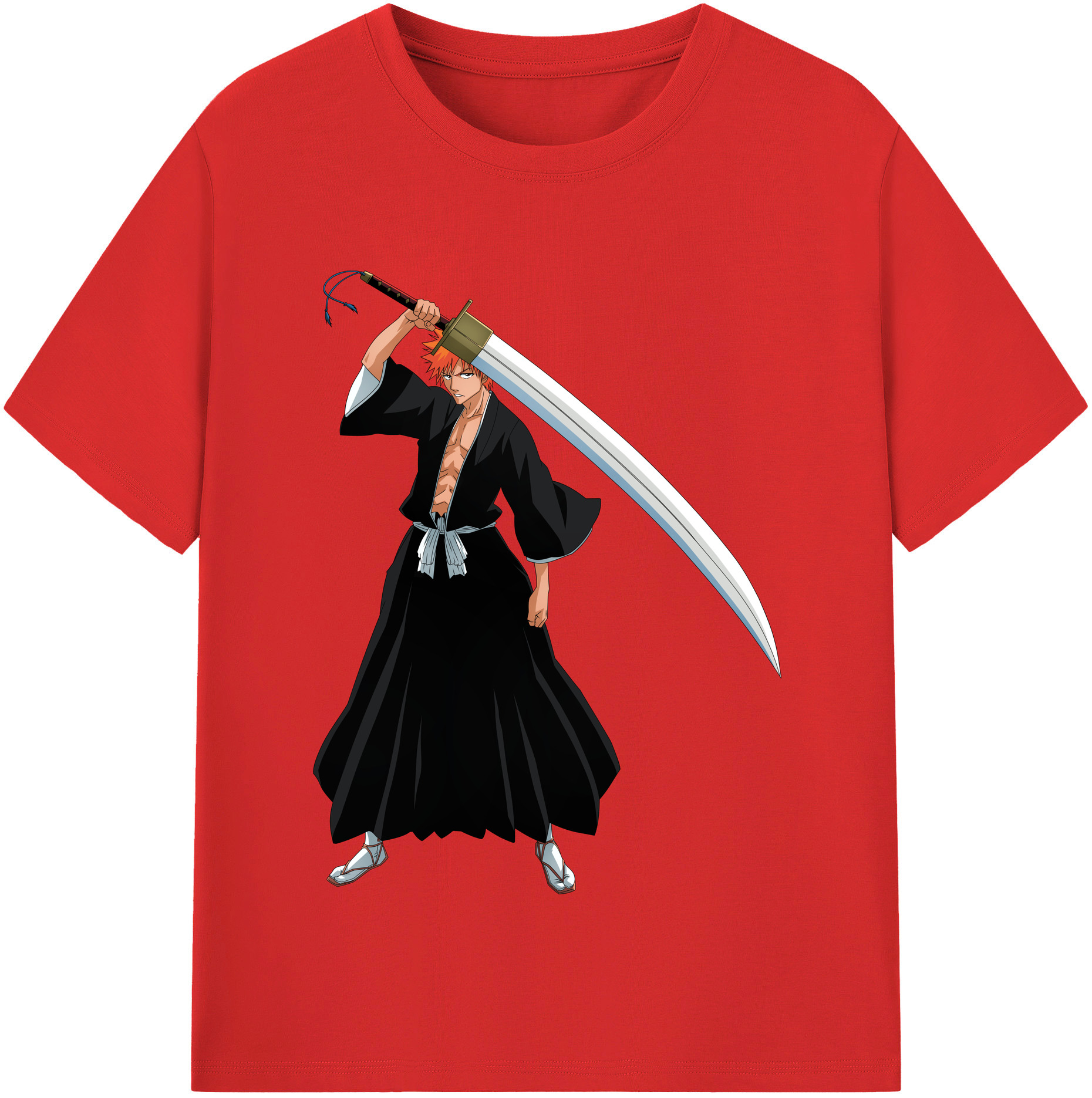 （画像用） ブリーチ 黒崎一護（くろさき いちご）BLEACH Kurosaki Ichigo レディースカジュアルプリントTシャツ（綿100％）