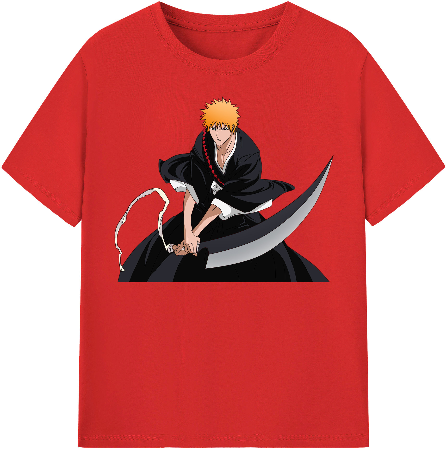 （画像用） ブリーチ 黒崎一護（くろさき いちご）BLEACH Kurosaki Ichigo レディースカジュアルプリントTシャツ（綿100％）