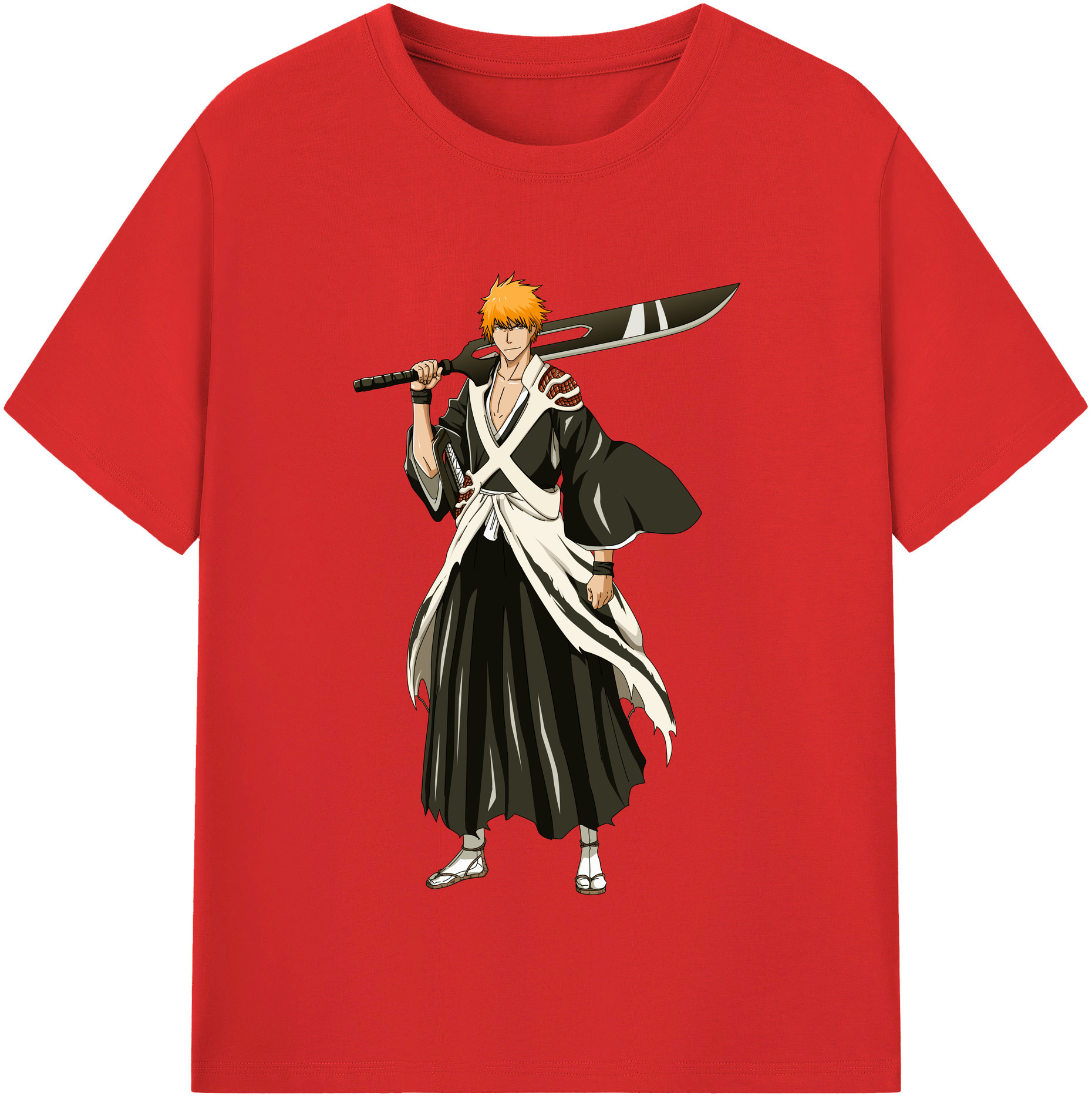 （画像用） ブリーチ 黒崎一護（くろさき いちご）BLEACH Kurosaki Ichigo レディースカジュアルプリントTシャツ（綿100％）