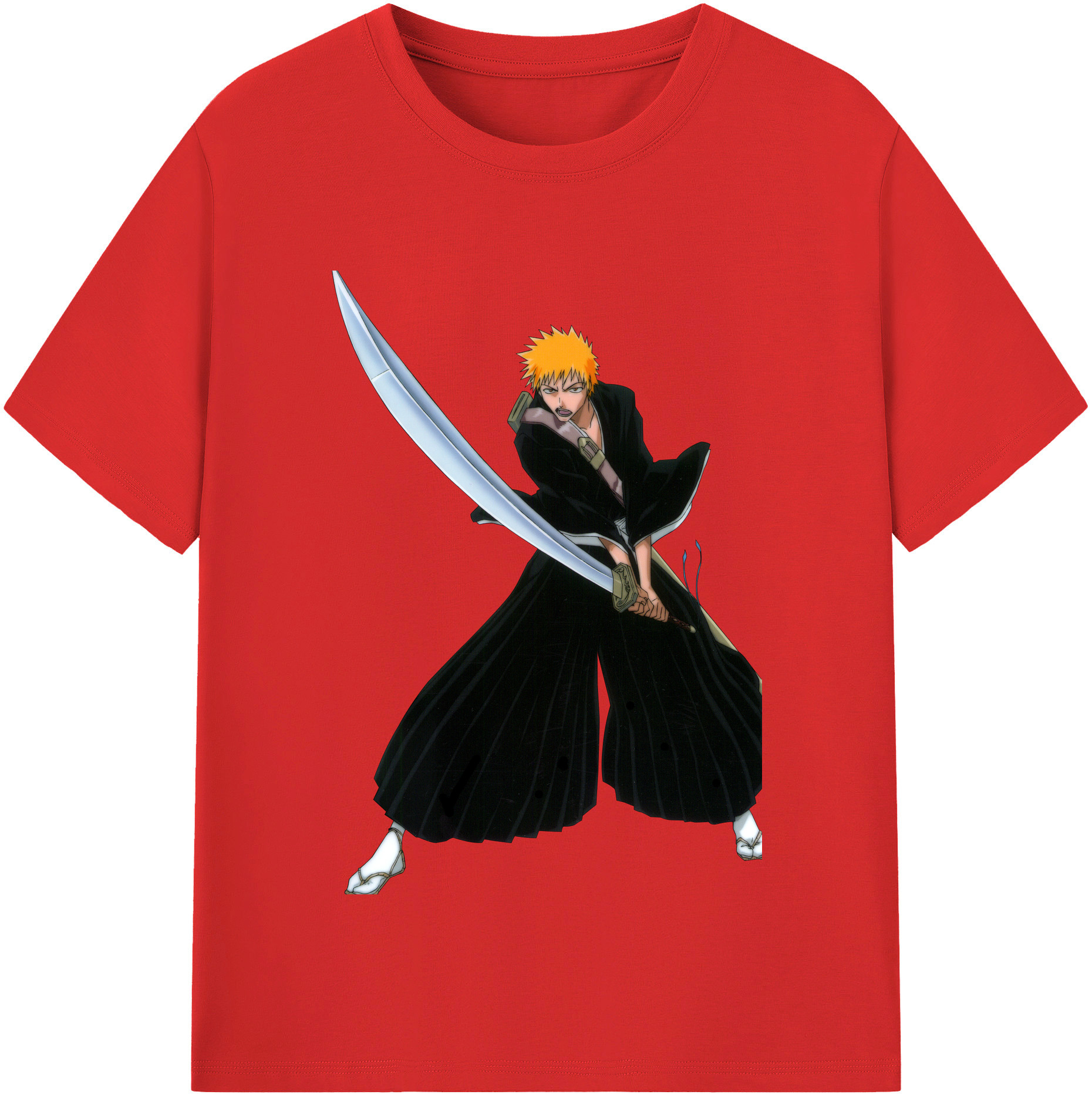 （画像用） ブリーチ 黒崎一護（くろさき いちご）BLEACH Kurosaki Ichigo レディースカジュアルプリントTシャツ（綿100％）