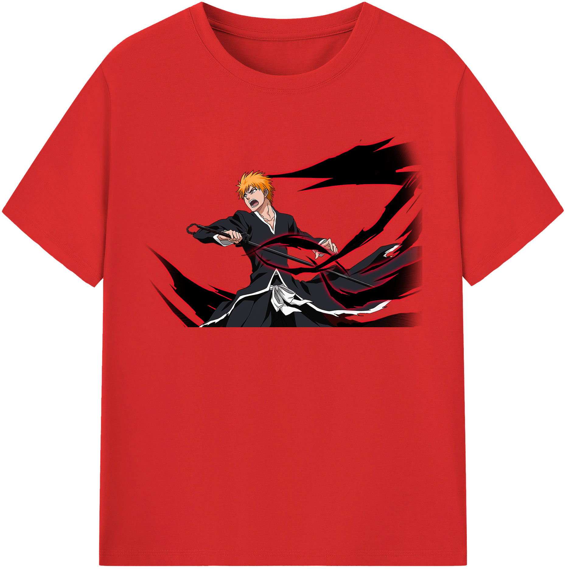 （画像用） ブリーチ 黒崎一護（くろさき いちご）BLEACH Kurosaki Ichigo レディースカジュアルプリントTシャツ（綿100％）