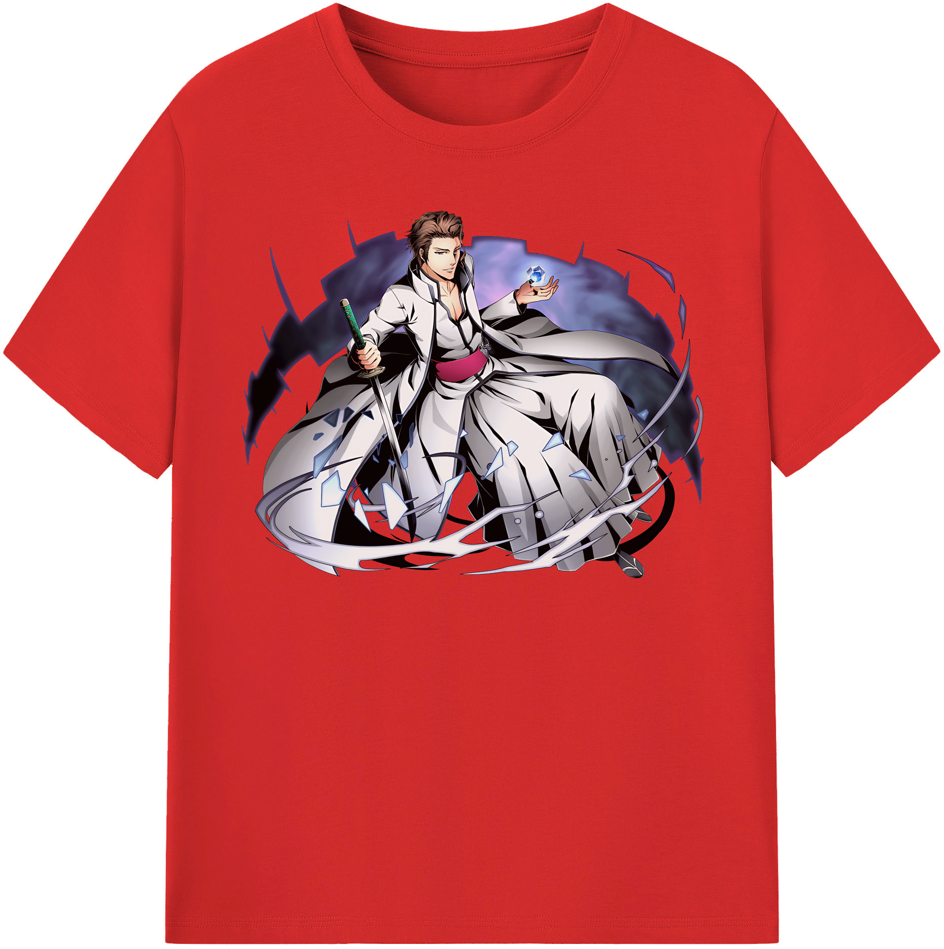 （画像用） ブリーチ 藍染 惣右介（あいぜん そうすけ） BLEACH Aizen Sousuke レディースカジュアルプリントTシャツ（綿100％）