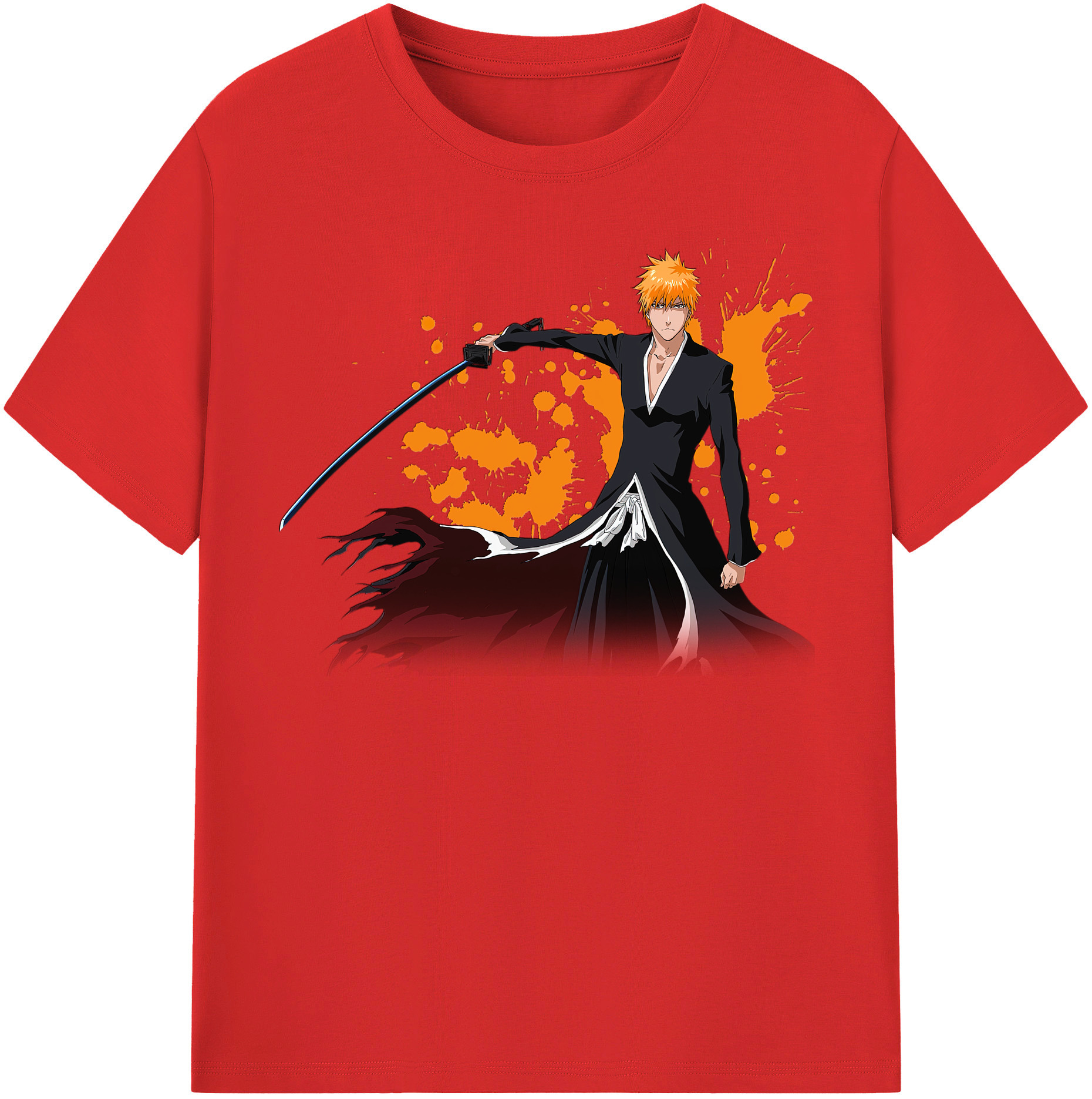 （画像用） ブリーチ 黒崎一護（くろさき いちご）BLEACH Kurosaki Ichigo レディースカジュアルプリントTシャツ（綿100％）
