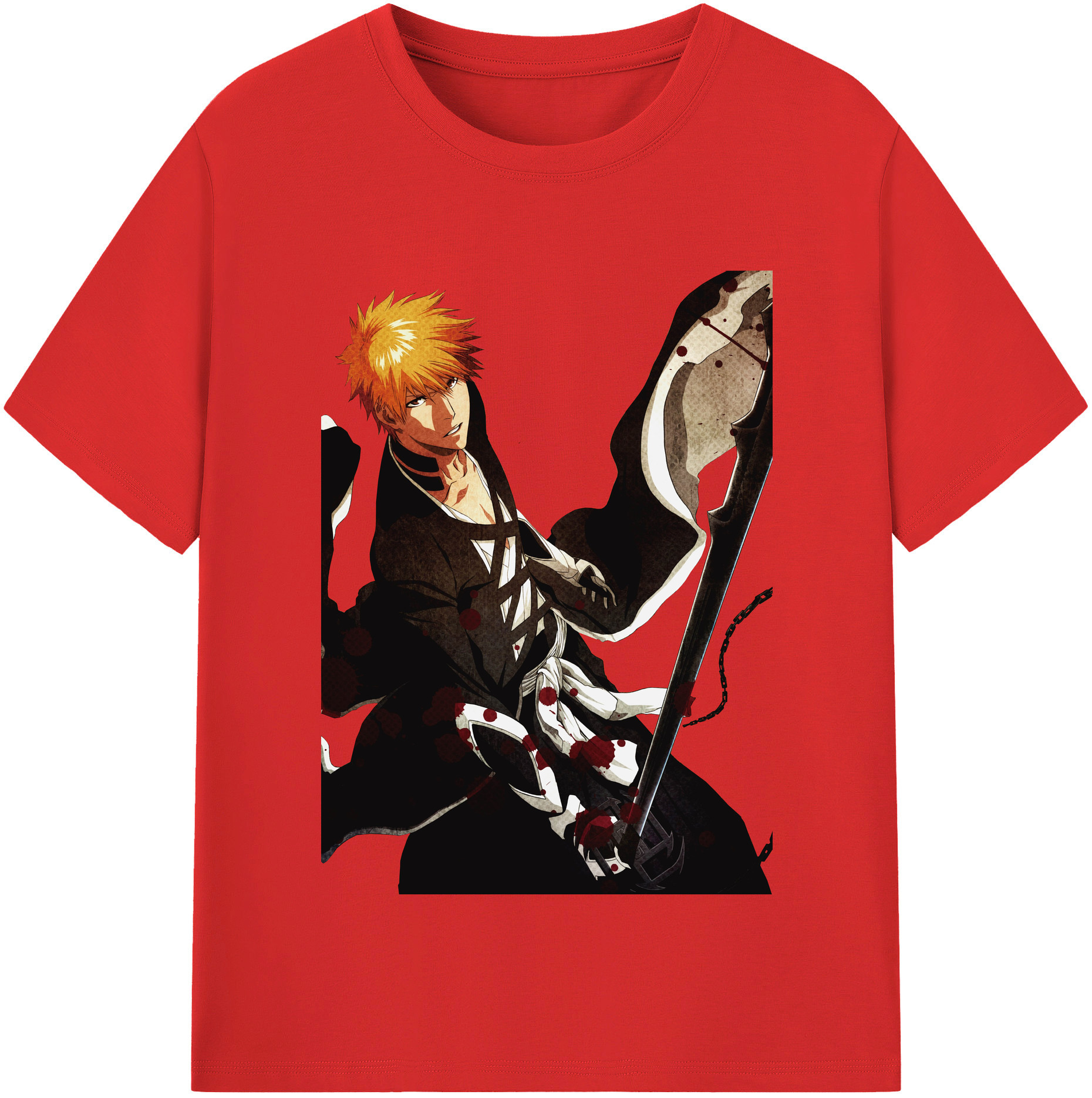 （画像用） ブリーチ 黒崎一護（くろさき いちご）BLEACH Kurosaki Ichigo レディースカジュアルプリントTシャツ（綿100％）