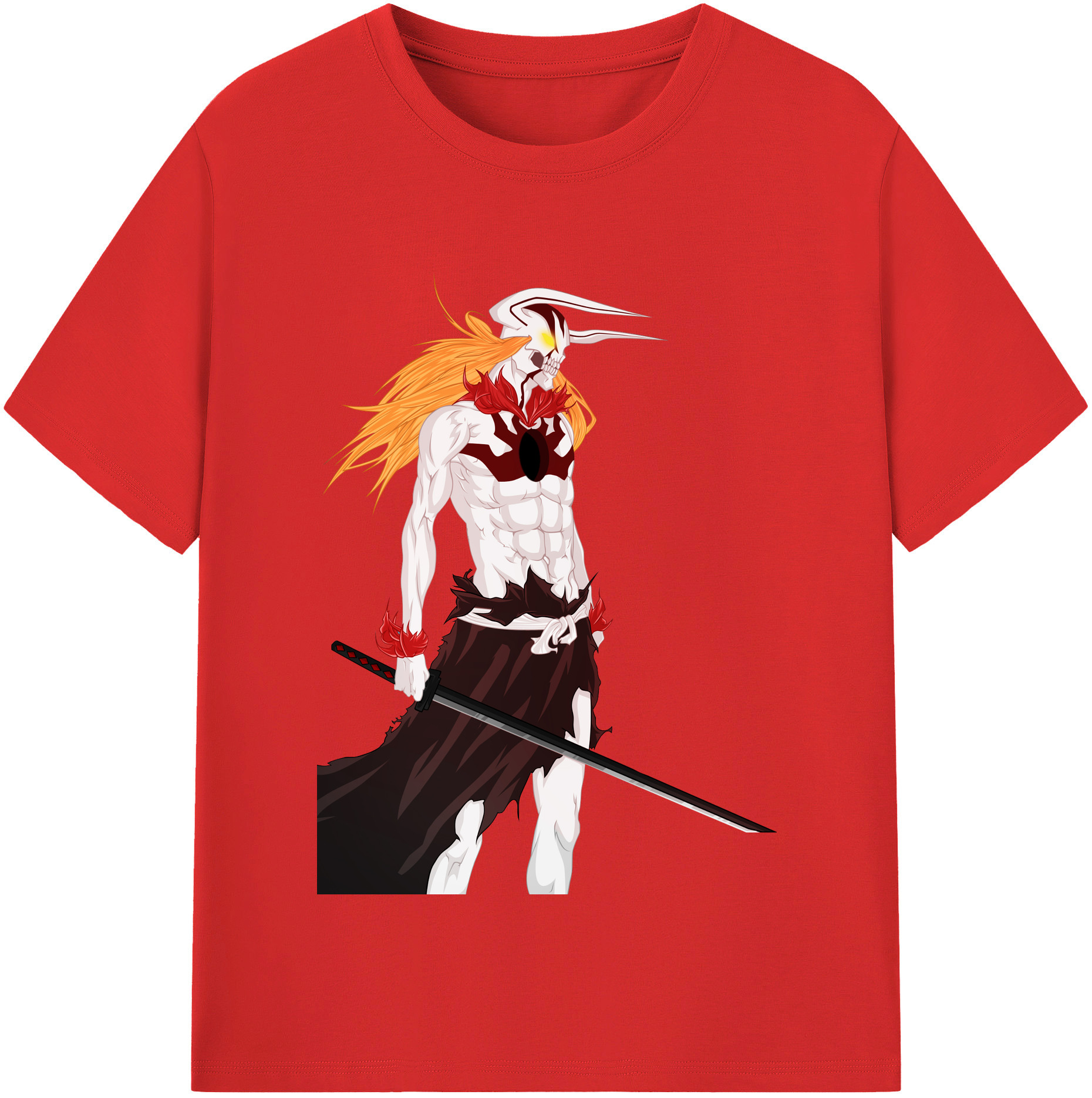 （画像用） ブリーチ 黒崎一護（くろさき いちご）BLEACH Kurosaki Ichigo レディースカジュアルプリントTシャツ（綿100％）