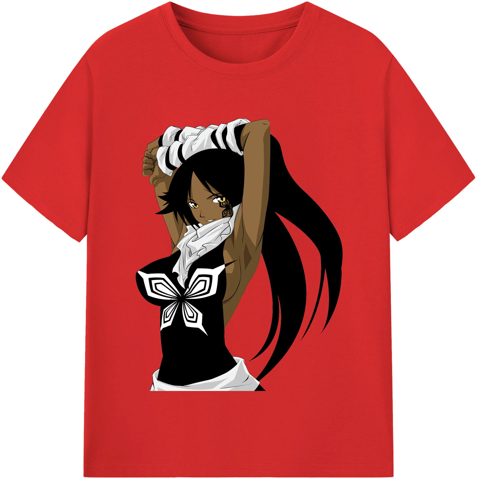 （画像用） ブリーチ 四楓院 夜一（しほういん よるいち） BLEACH Shihouin Yoruichi レディースカジュアルプリントTシャツ（綿100％）