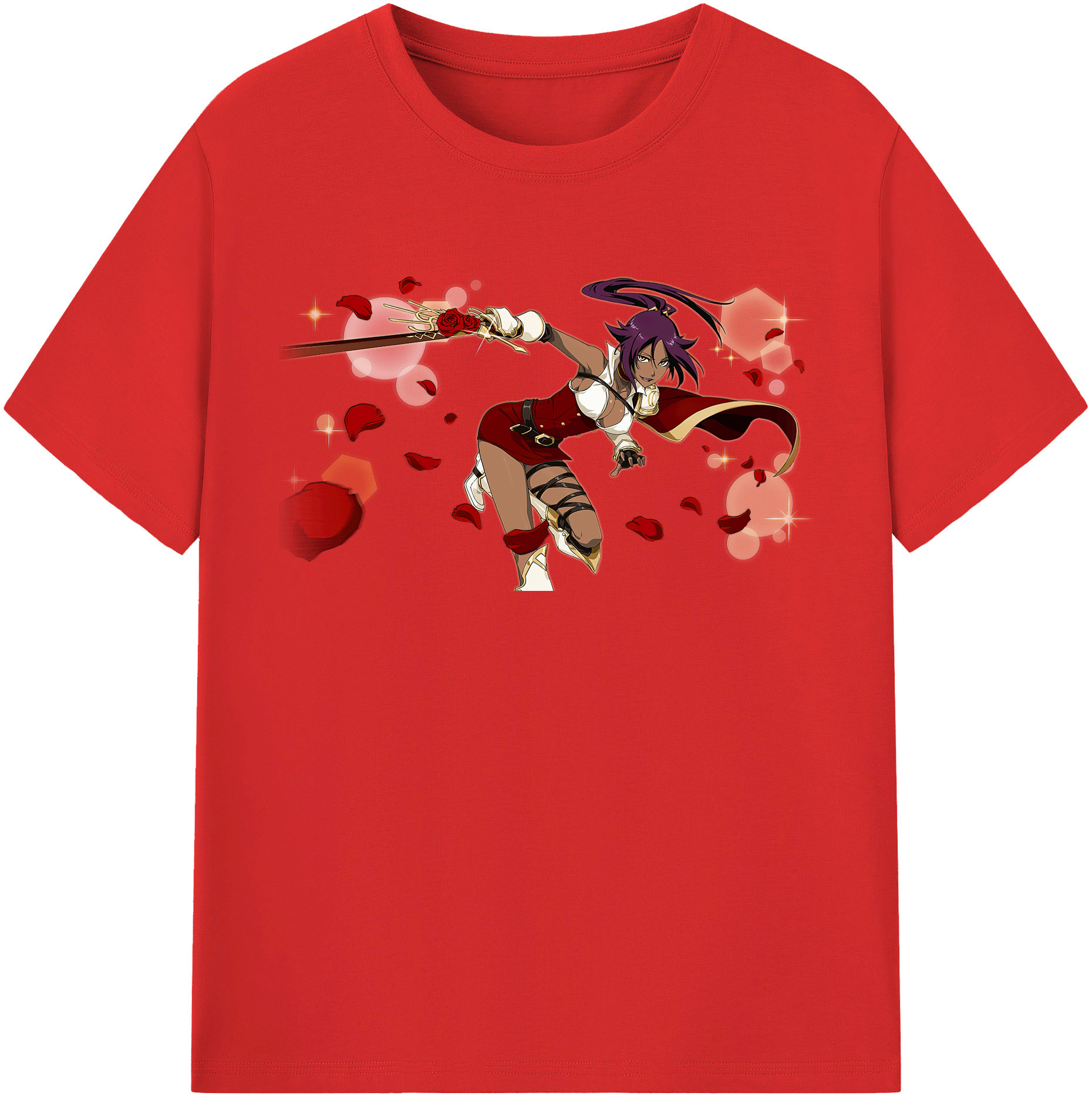 （画像用） ブリーチ 四楓院 夜一（しほういん よるいち） BLEACH Shihouin Yoruichi レディースカジュアルプリントTシャツ（綿100％）