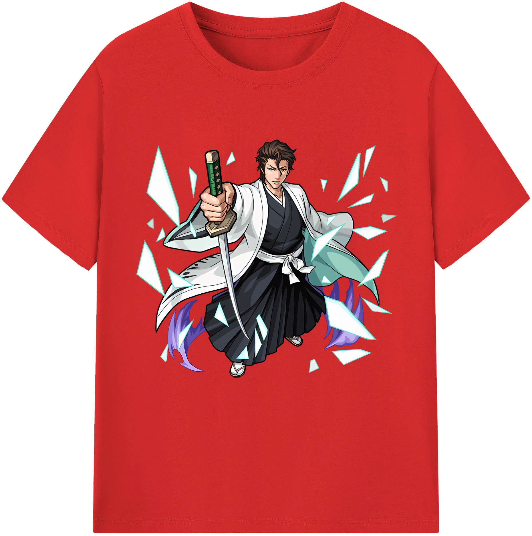 （画像用） ブリーチ 藍染 惣右介（あいぜん そうすけ） BLEACH Aizen Sousuke レディースカジュアルプリントTシャツ（綿100％）