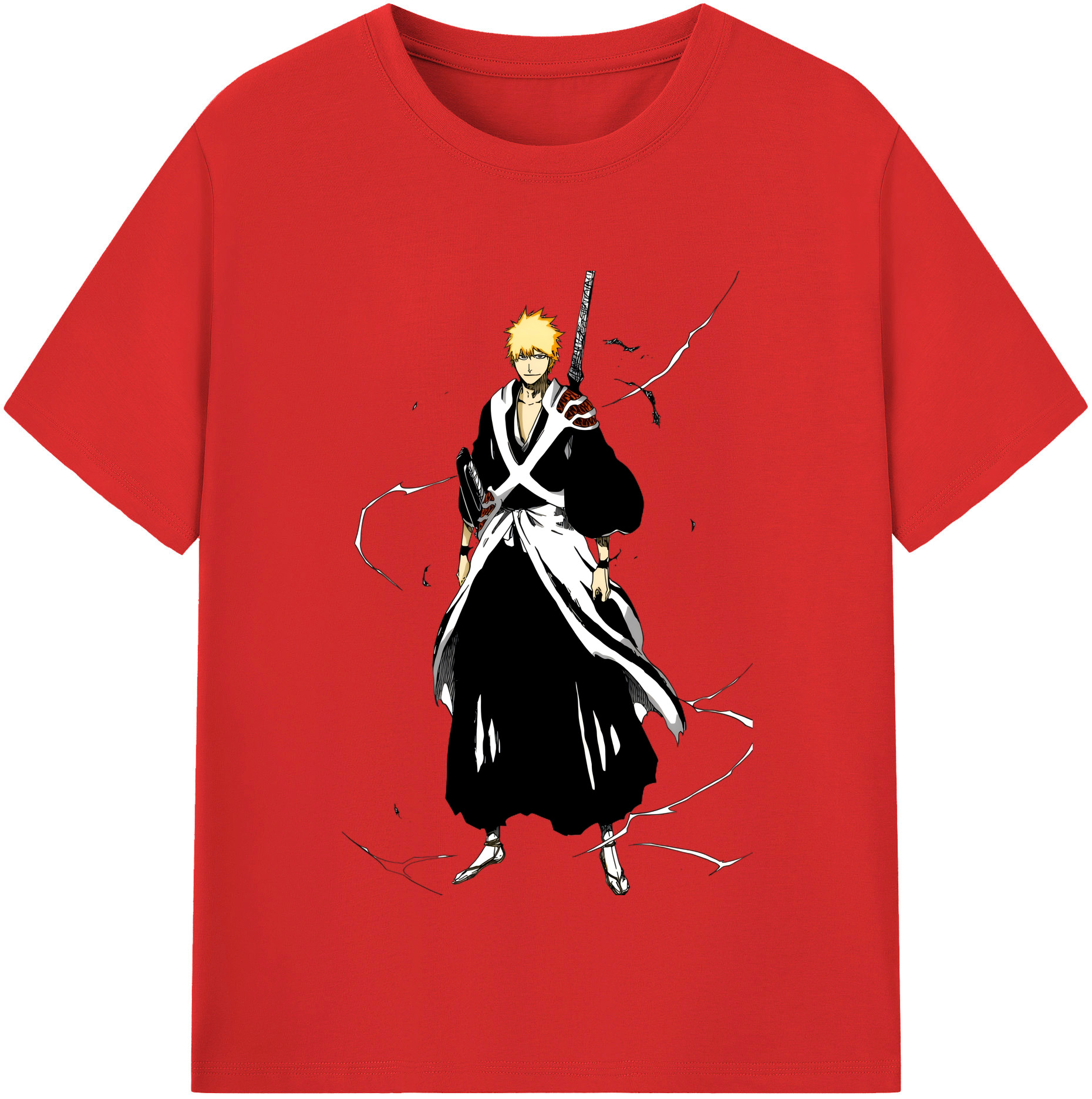 （画像用） ブリーチ 黒崎一護（くろさき いちご）BLEACH Kurosaki Ichigo レディースカジュアルプリントTシャツ（綿100％）