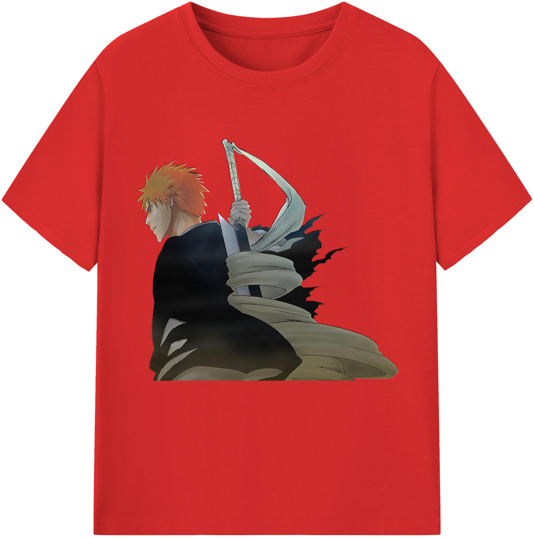 （画像用） ブリーチ 黒崎一護（くろさき いちご）BLEACH Kurosaki Ichigo レディースカジュアルプリントTシャツ（綿100％）