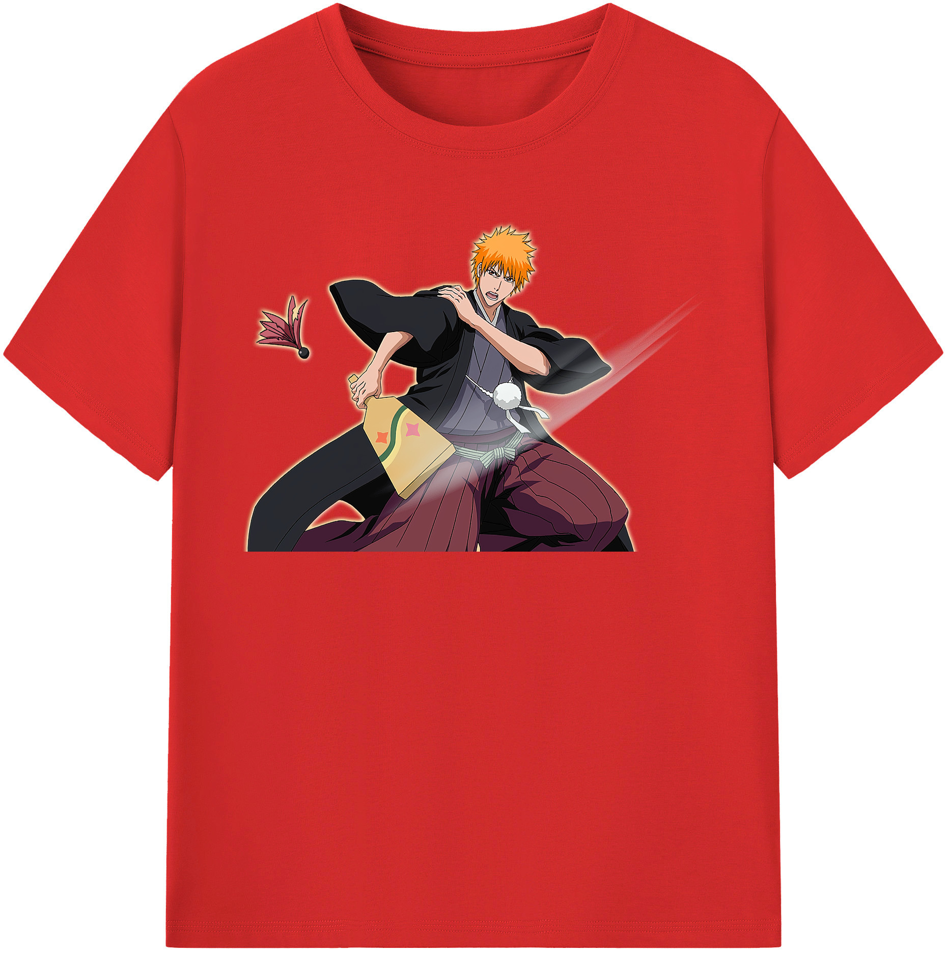 （画像用） ブリーチ 黒崎一護（くろさき いちご）BLEACH Kurosaki Ichigo レディースカジュアルプリントTシャツ（綿100％）