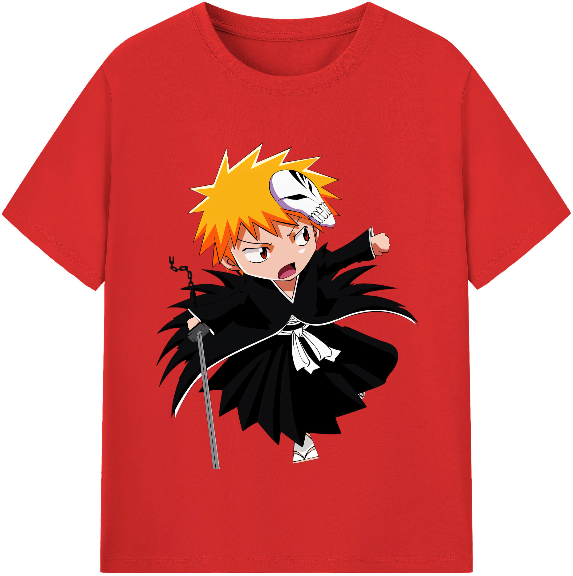 （画像用） ブリーチ 黒崎一護（くろさき いちご）BLEACH Kurosaki Ichigo レディースカジュアルプリントTシャツ（綿100％）