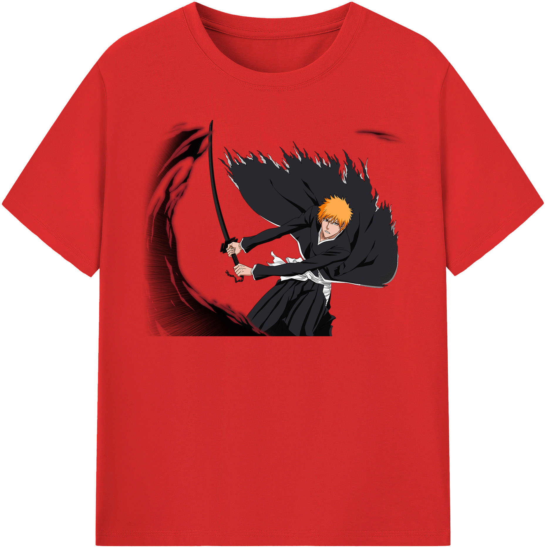（画像用） ブリーチ 黒崎一護（くろさき いちご）BLEACH Kurosaki Ichigo レディースカジュアルプリントTシャツ（綿100％）