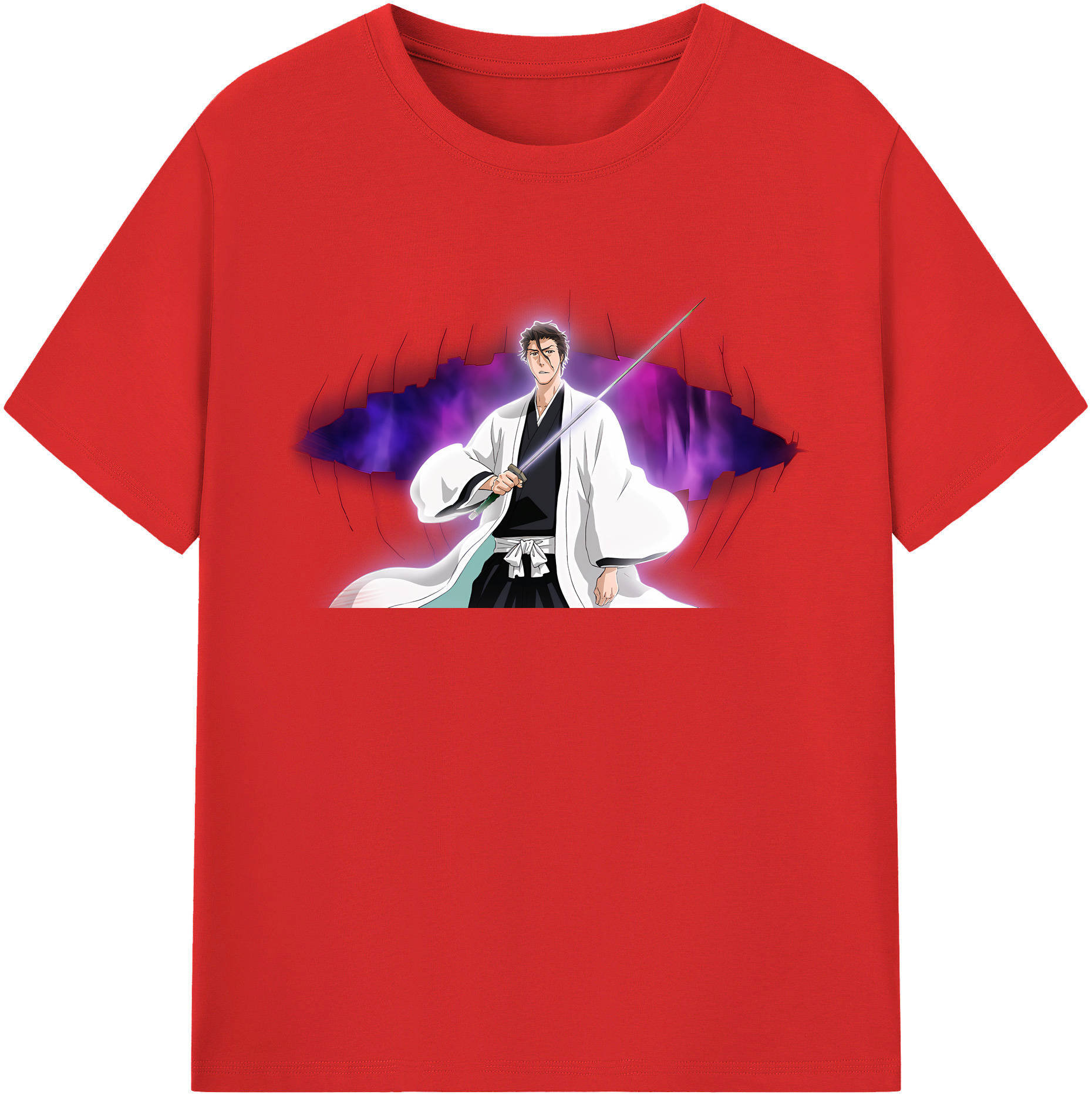 （画像用） ブリーチ 藍染 惣右介（あいぜん そうすけ） BLEACH Aizen Sousuke レディースカジュアルプリントTシャツ（綿100％）