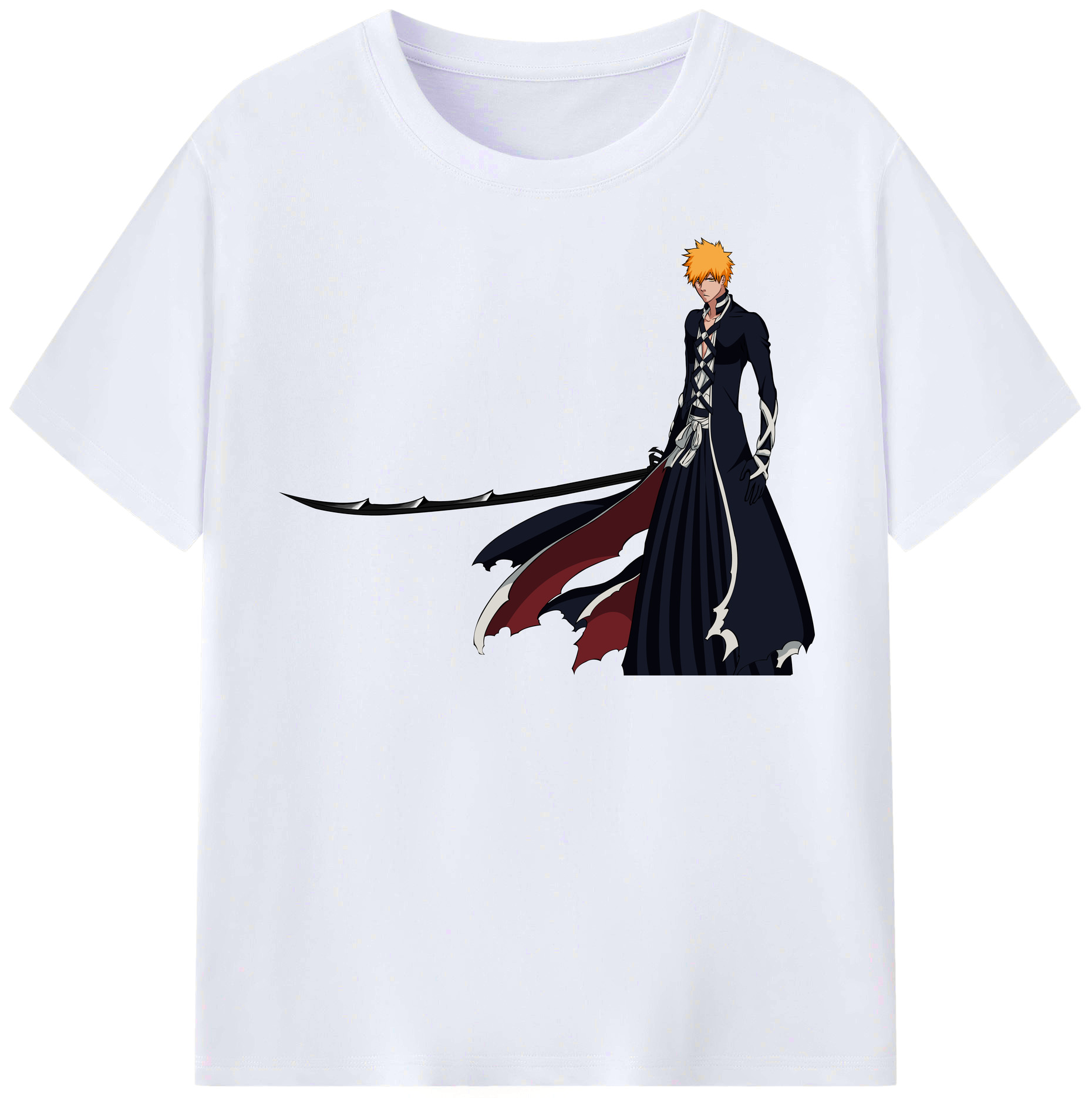 （画像用） ブリーチ 黒崎一護（くろさき いちご）BLEACH Kurosaki Ichigo レディースカジュアルプリントTシャツ（綿100％）