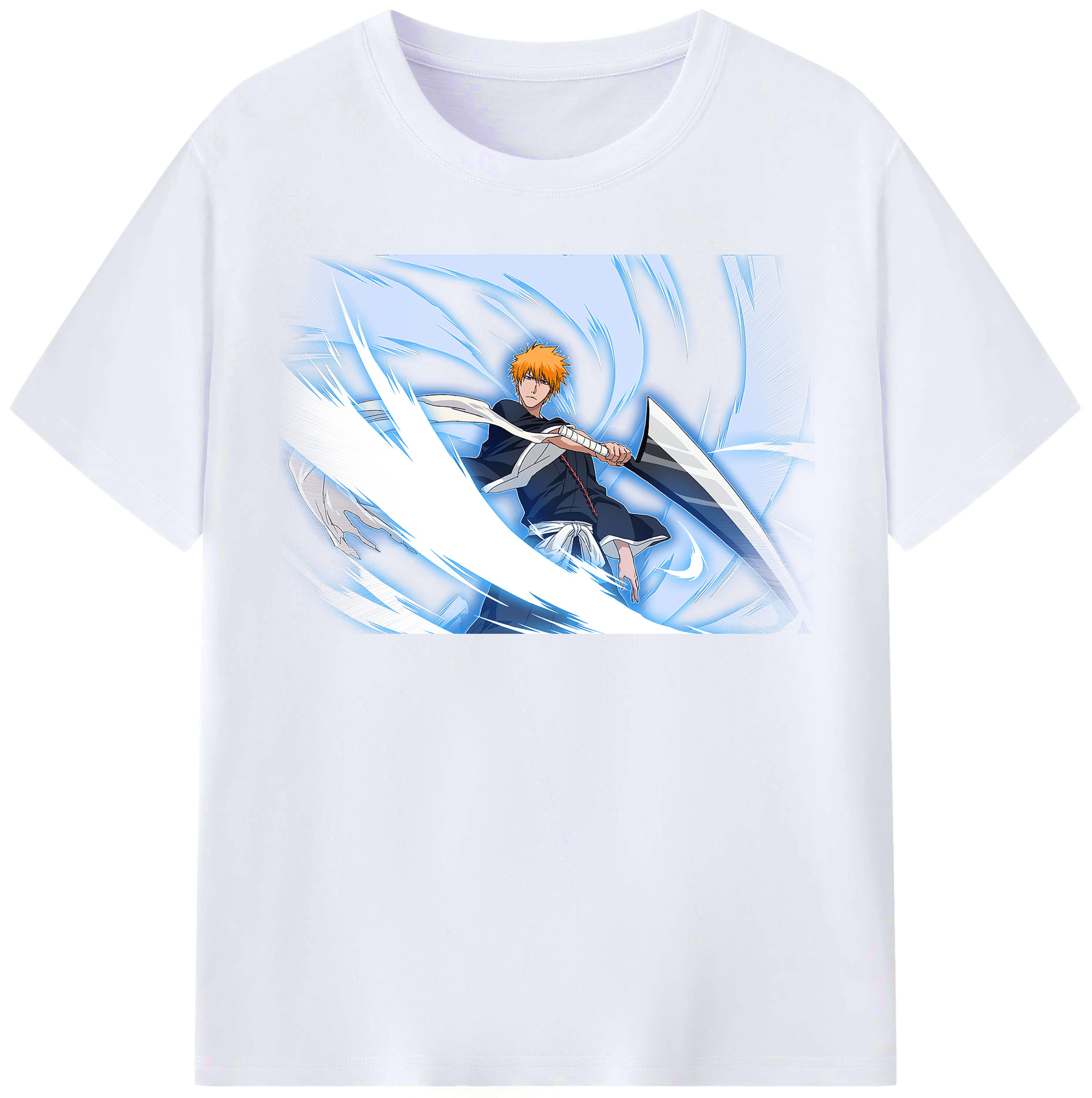 （画像用） ブリーチ 黒崎一護（くろさき いちご）BLEACH Kurosaki Ichigo レディースカジュアルプリントTシャツ（綿100％）