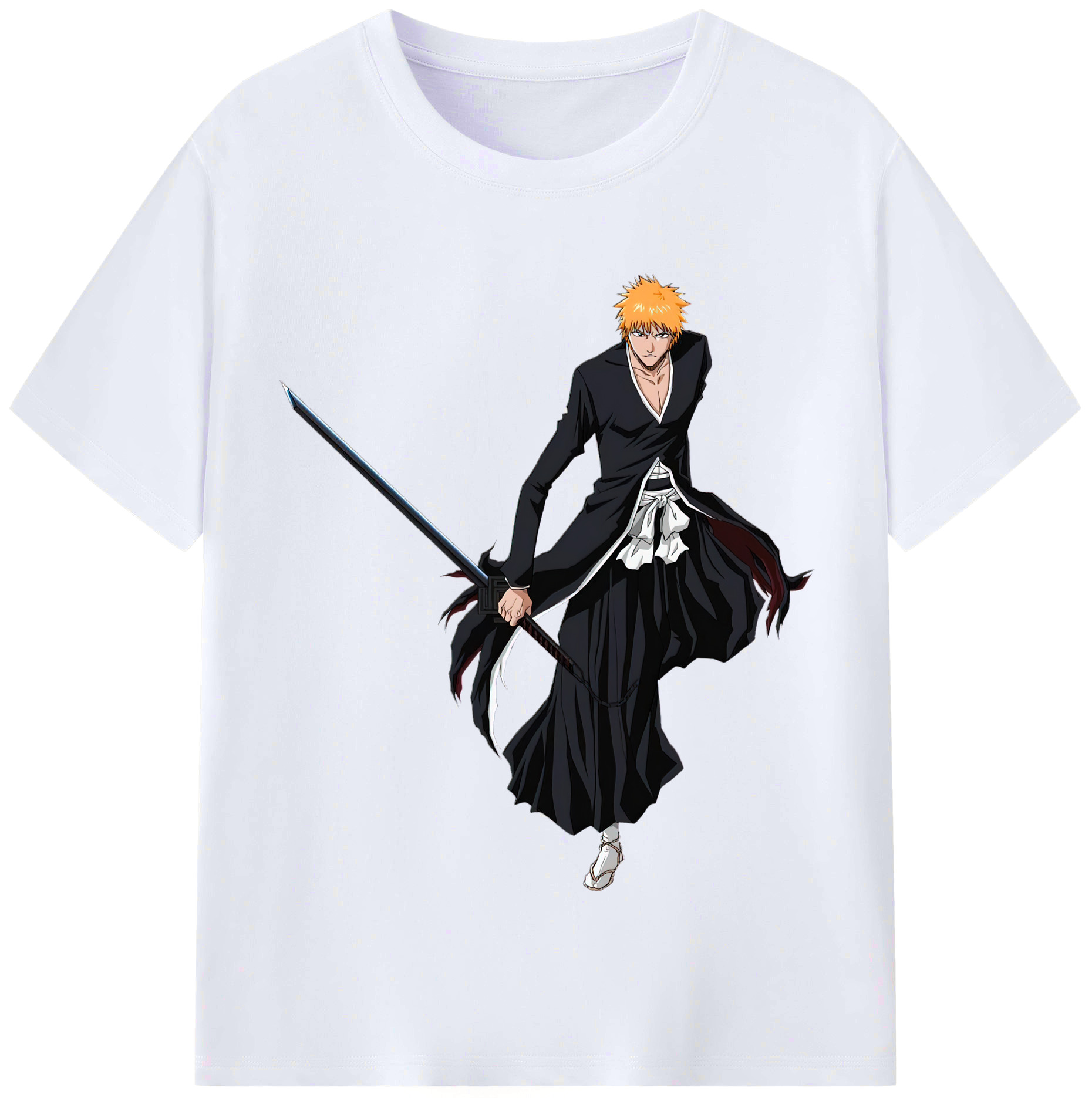 （画像用） ブリーチ 黒崎一護（くろさき いちご）BLEACH Kurosaki Ichigo レディースカジュアルプリントTシャツ（綿100％）